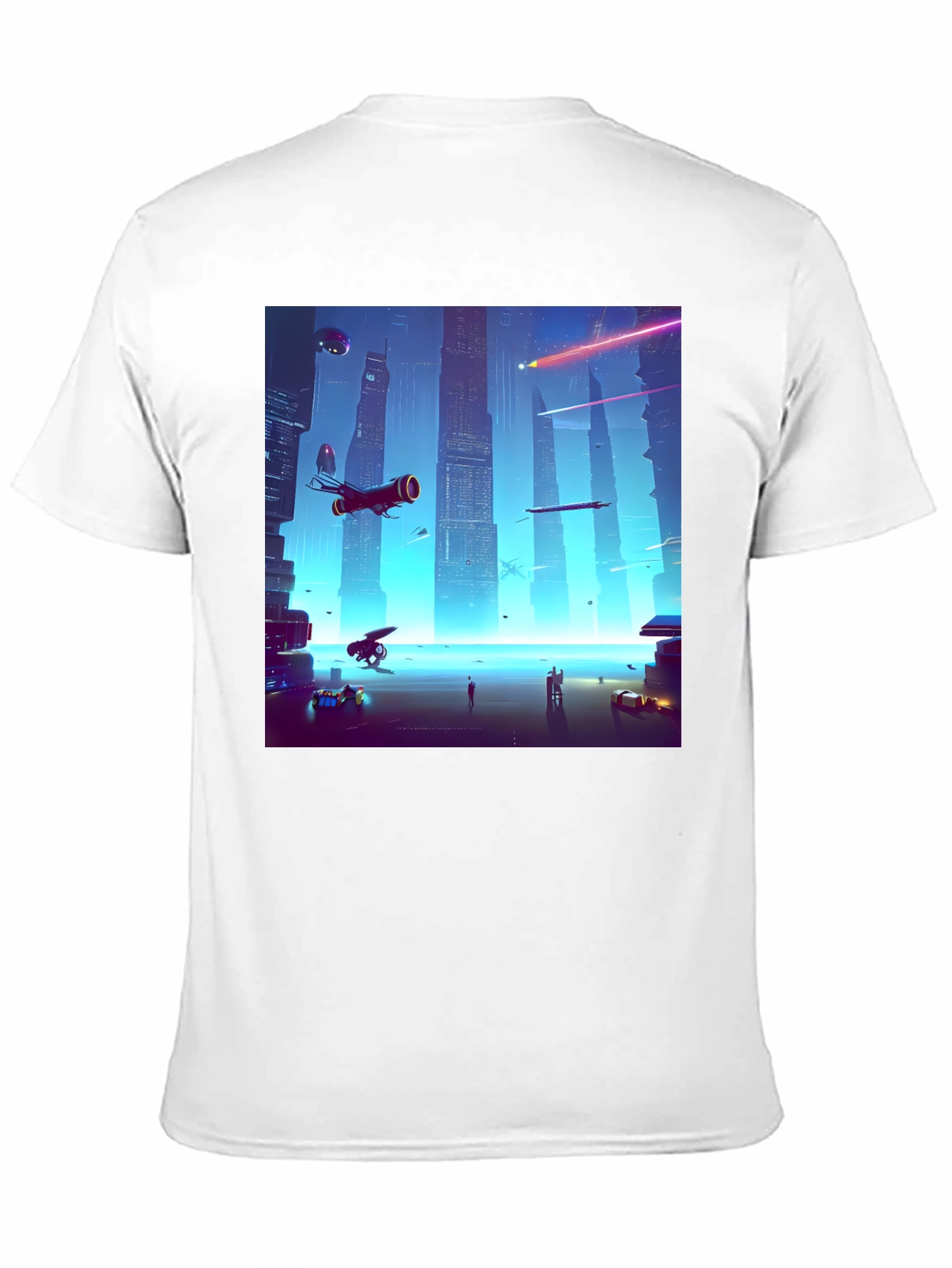 Black Sci-Fi Cityscape Black T-Shirt view 11