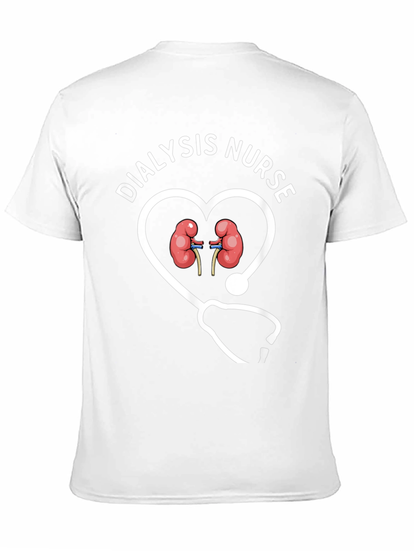 Black Dialysis Nurse Heart Stethoscope Graphic T-Shirt view 11