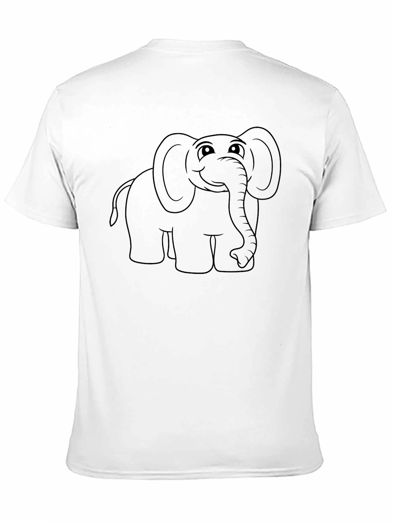 Black Cute Elephant Outline Black T-Shirt view 11
