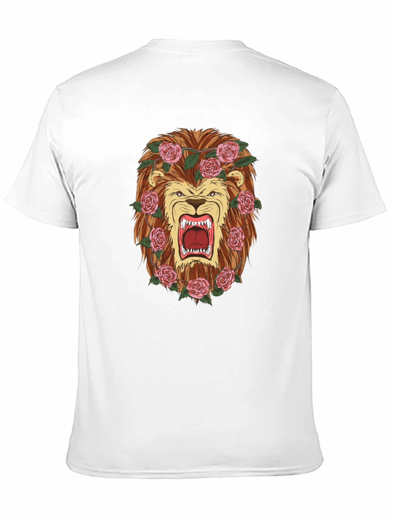 Black Lion & Roses Graphic T-Shirt - Men's Black Tee view 11