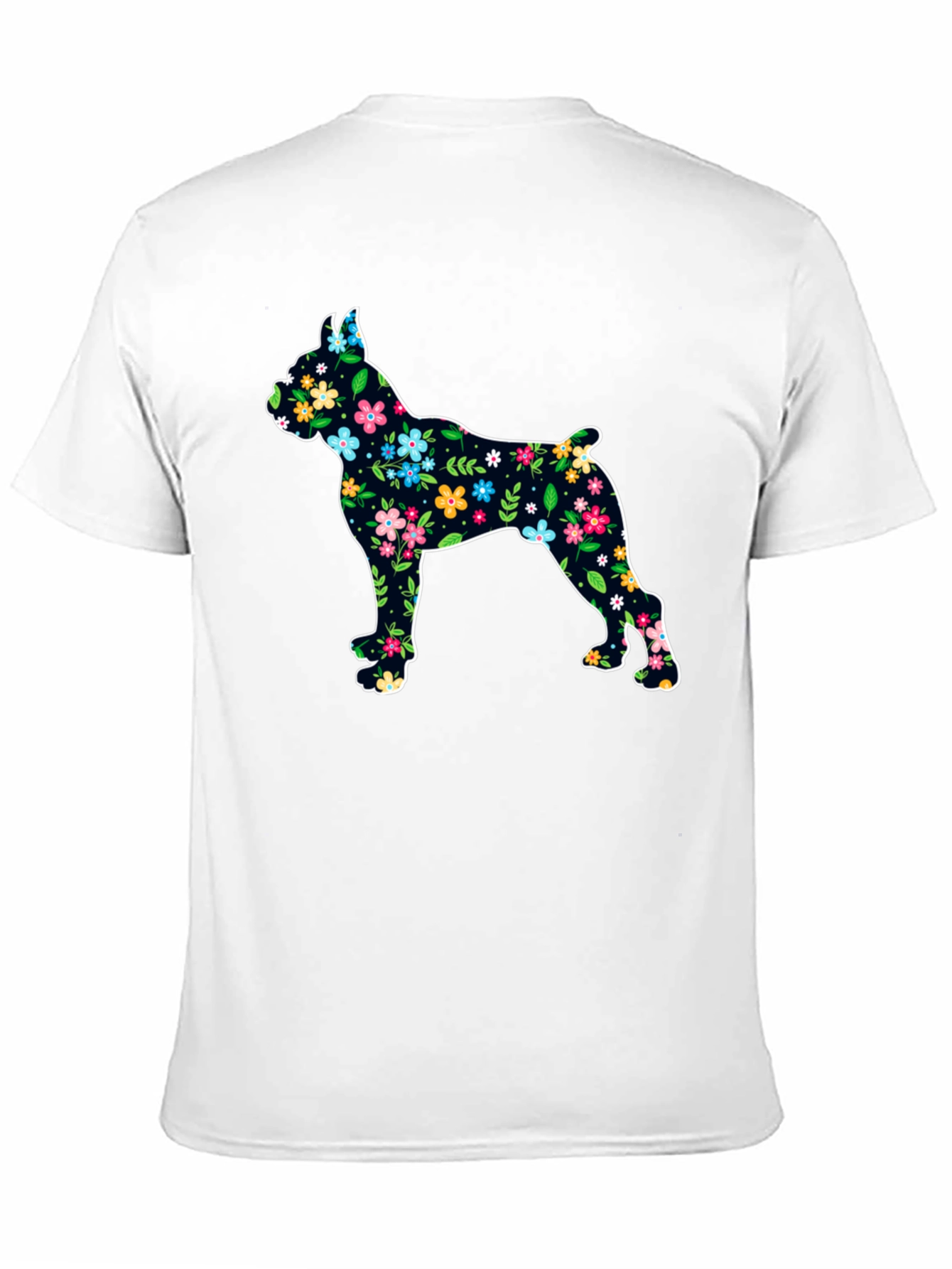 Black Floral Dog Silhouette Black T-Shirt view 11