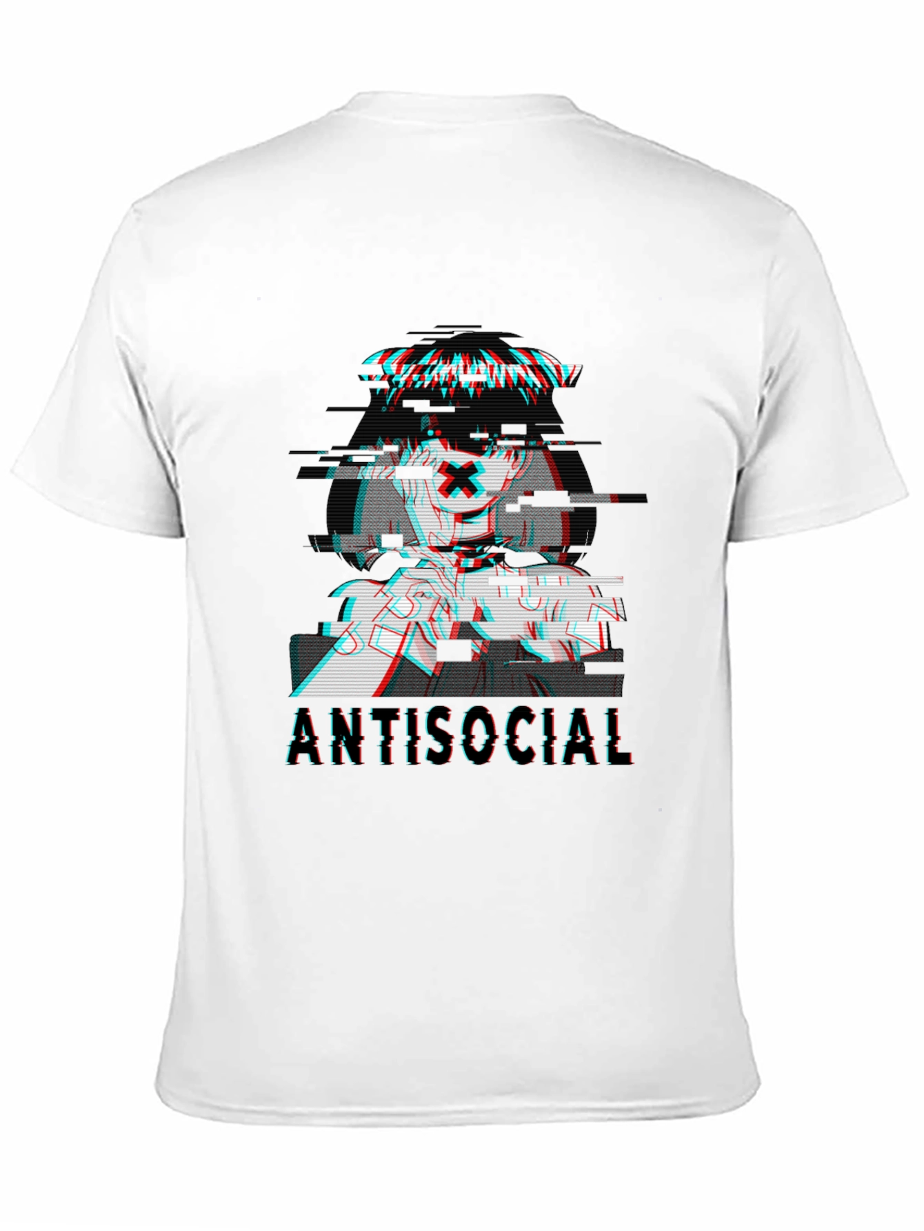 Black Antisocial Glitch Anime T-Shirt - Black view 11