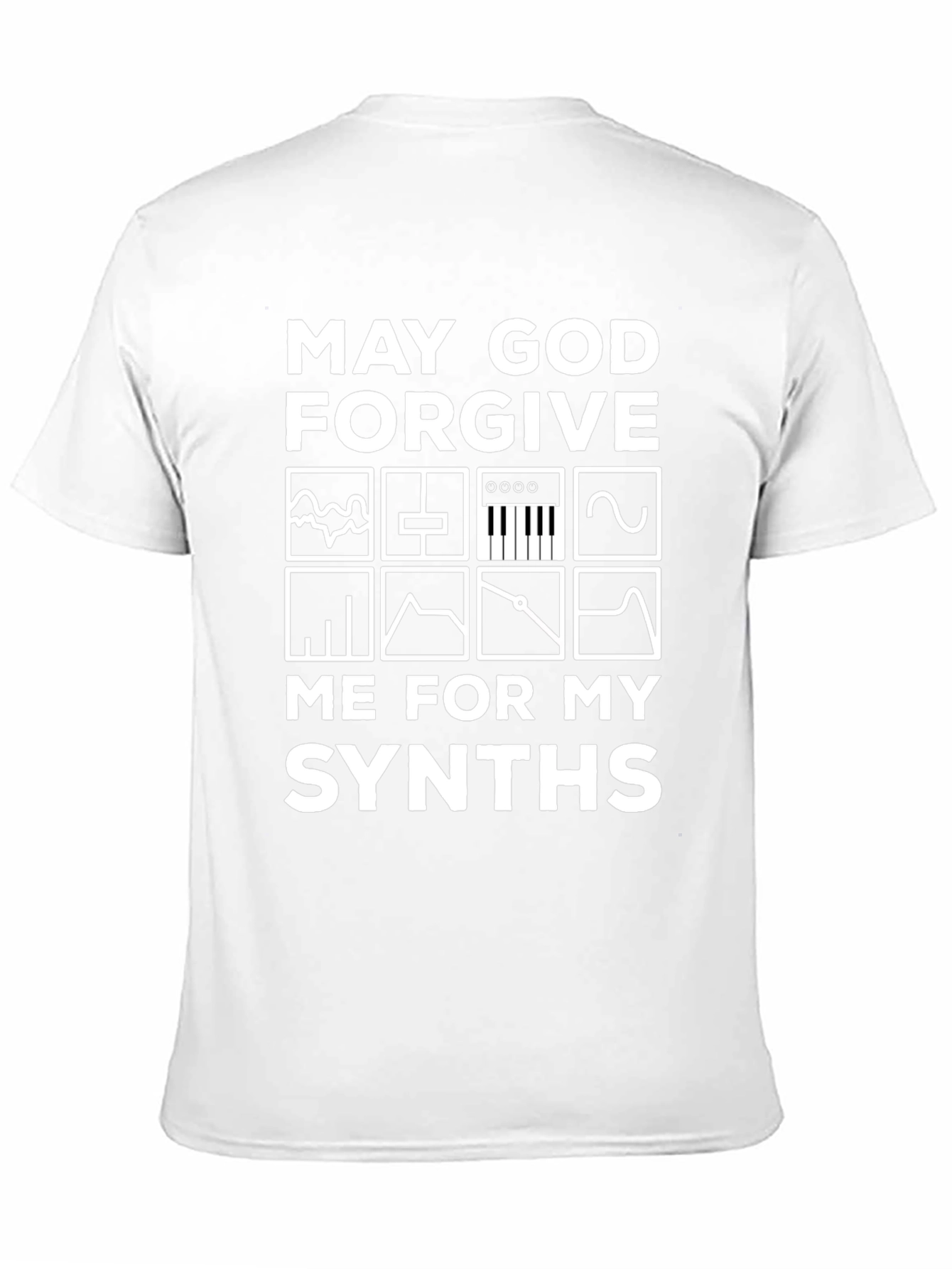 Black May God Forgive Me for My Synths T-Shirt view 11