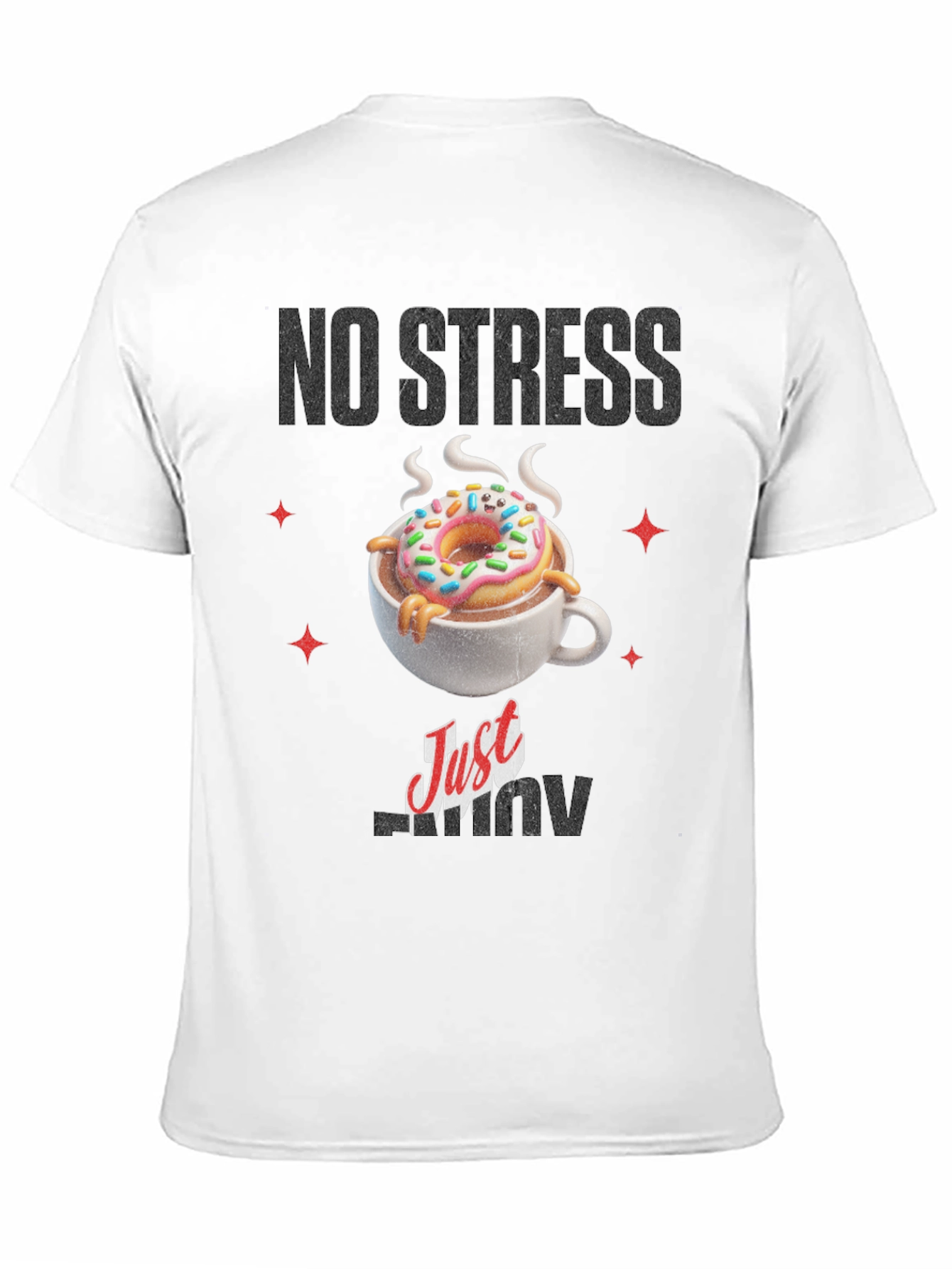 Black No Stress Just Donut T-Shirt view 11