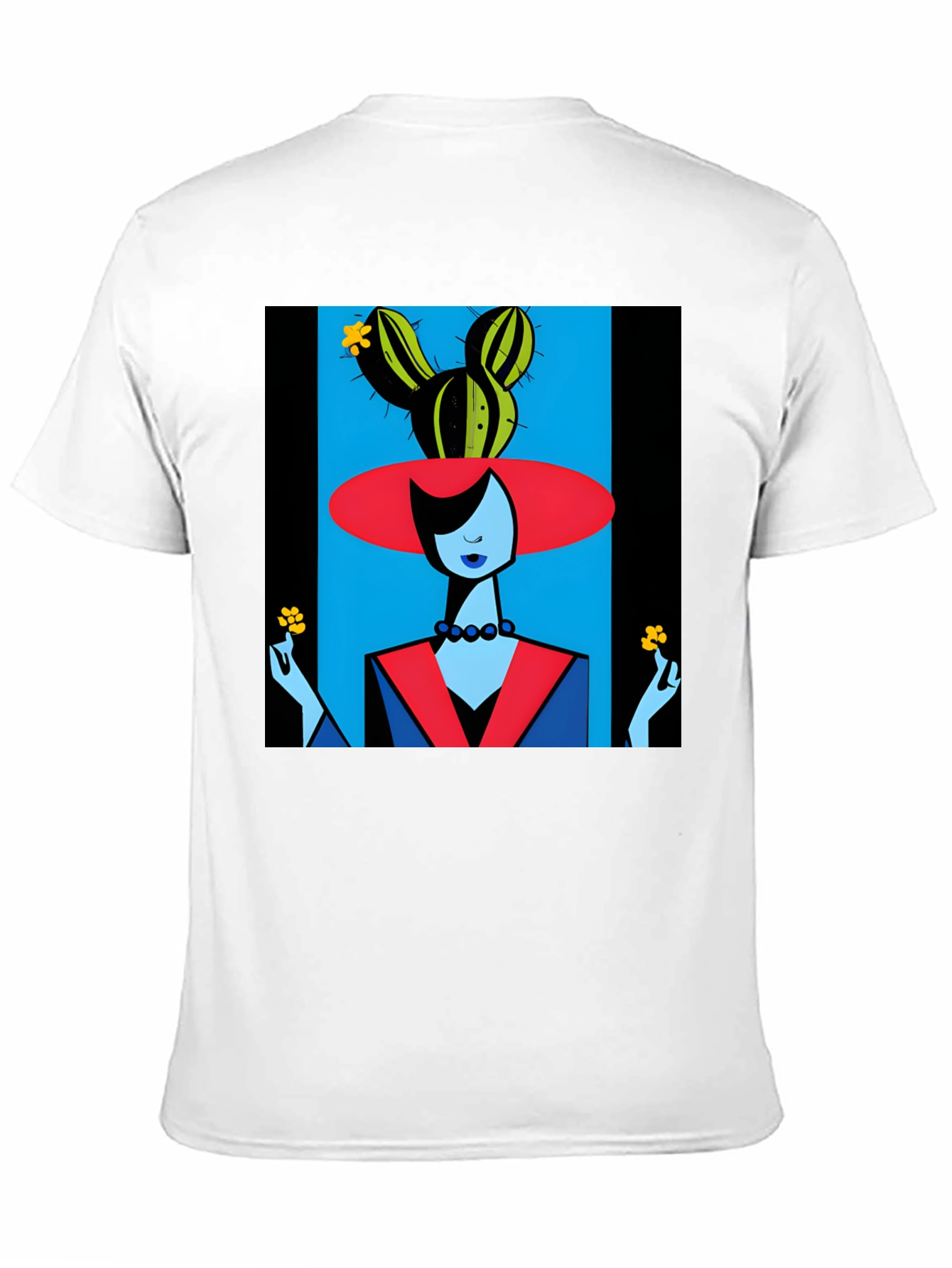 Black Abstract Cactus Woman Graphic Tee view 11