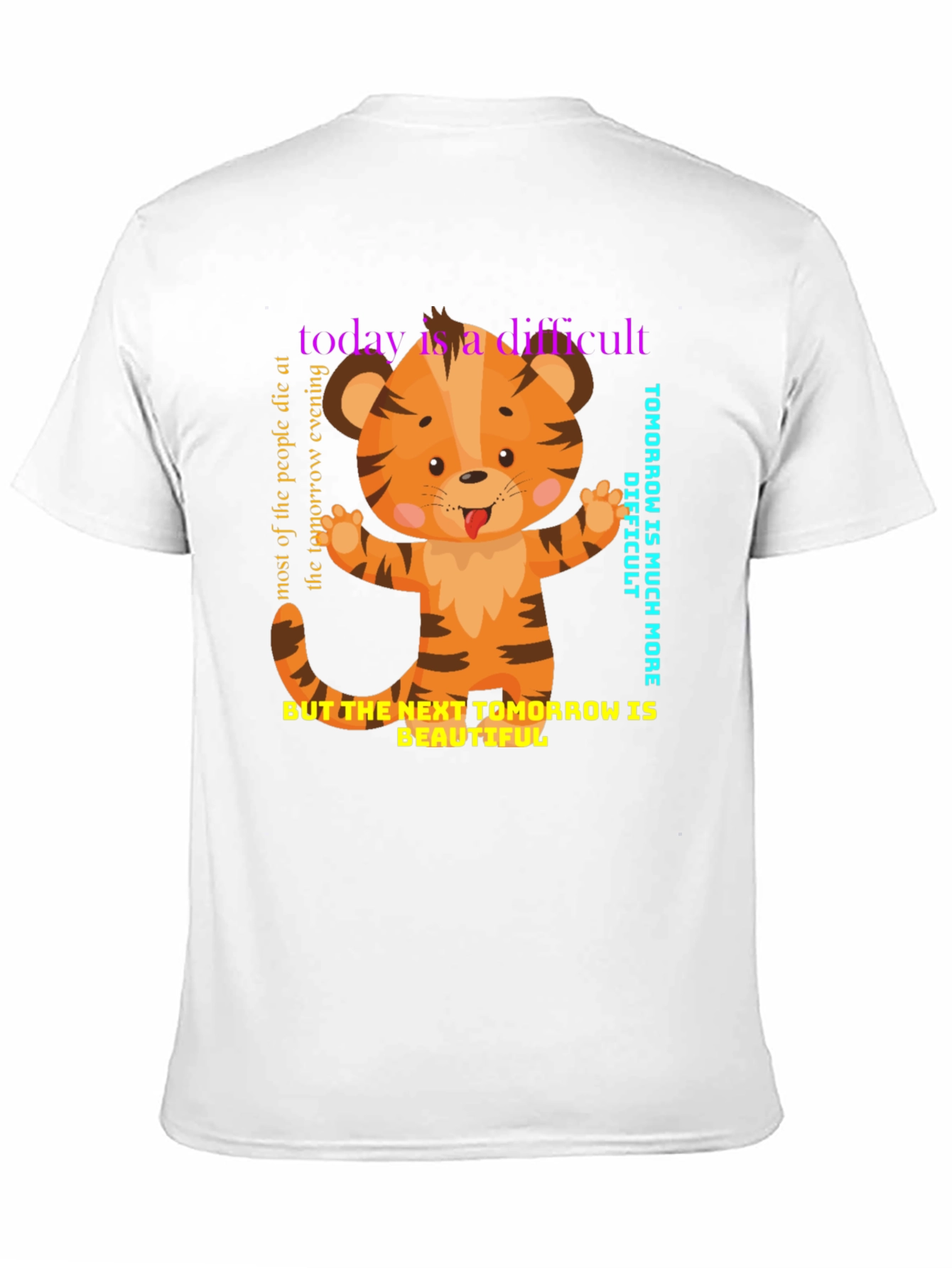 Black Cute Tiger Graphic Tee - Motivational Design view 11