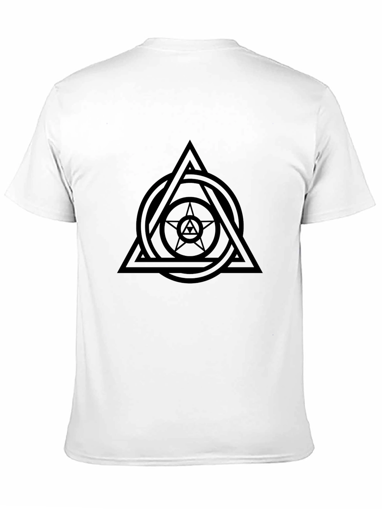 Black Men's Black Graphic Tee - Triangle Circle Star Design view 11