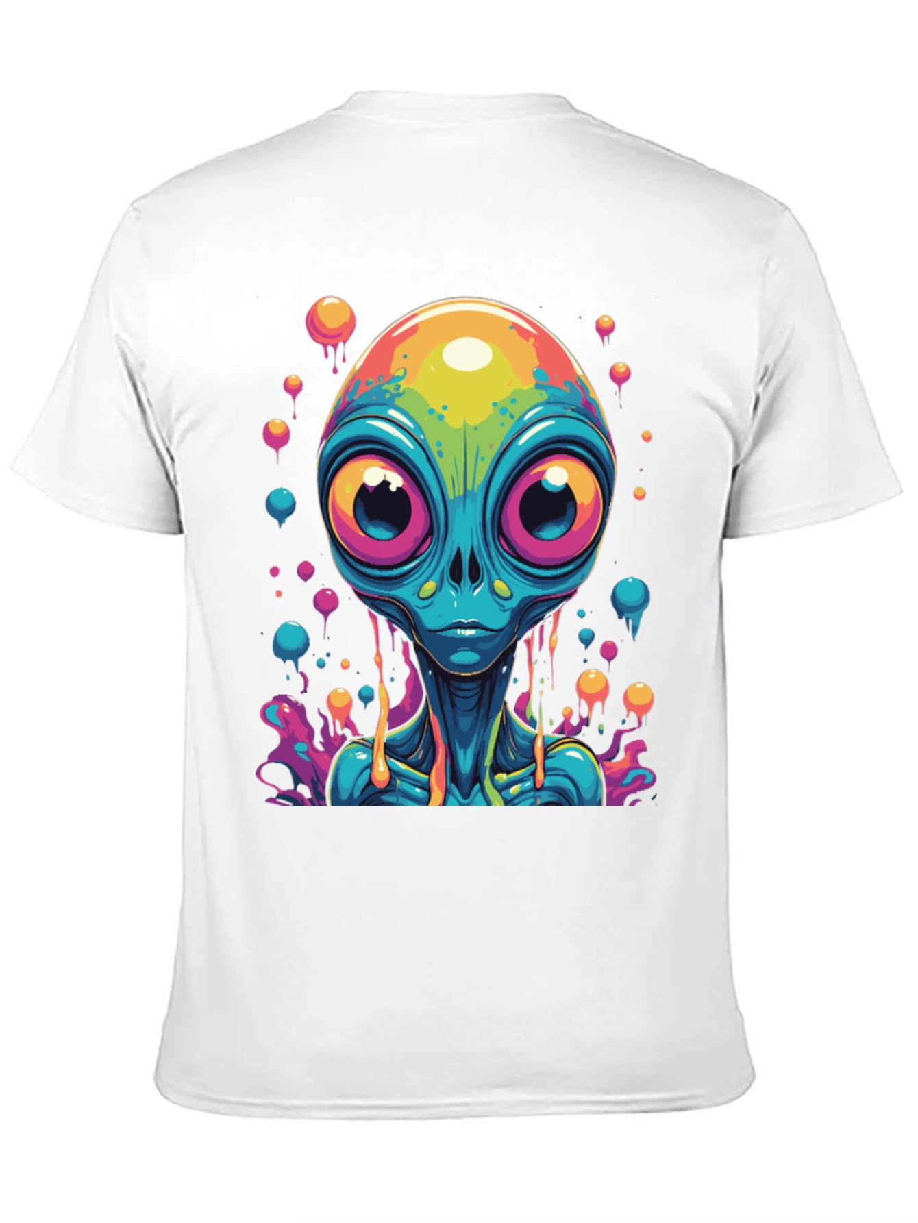 Black Psychedelic Alien Graphic Tee - Black Cotton T-Shirt view 11