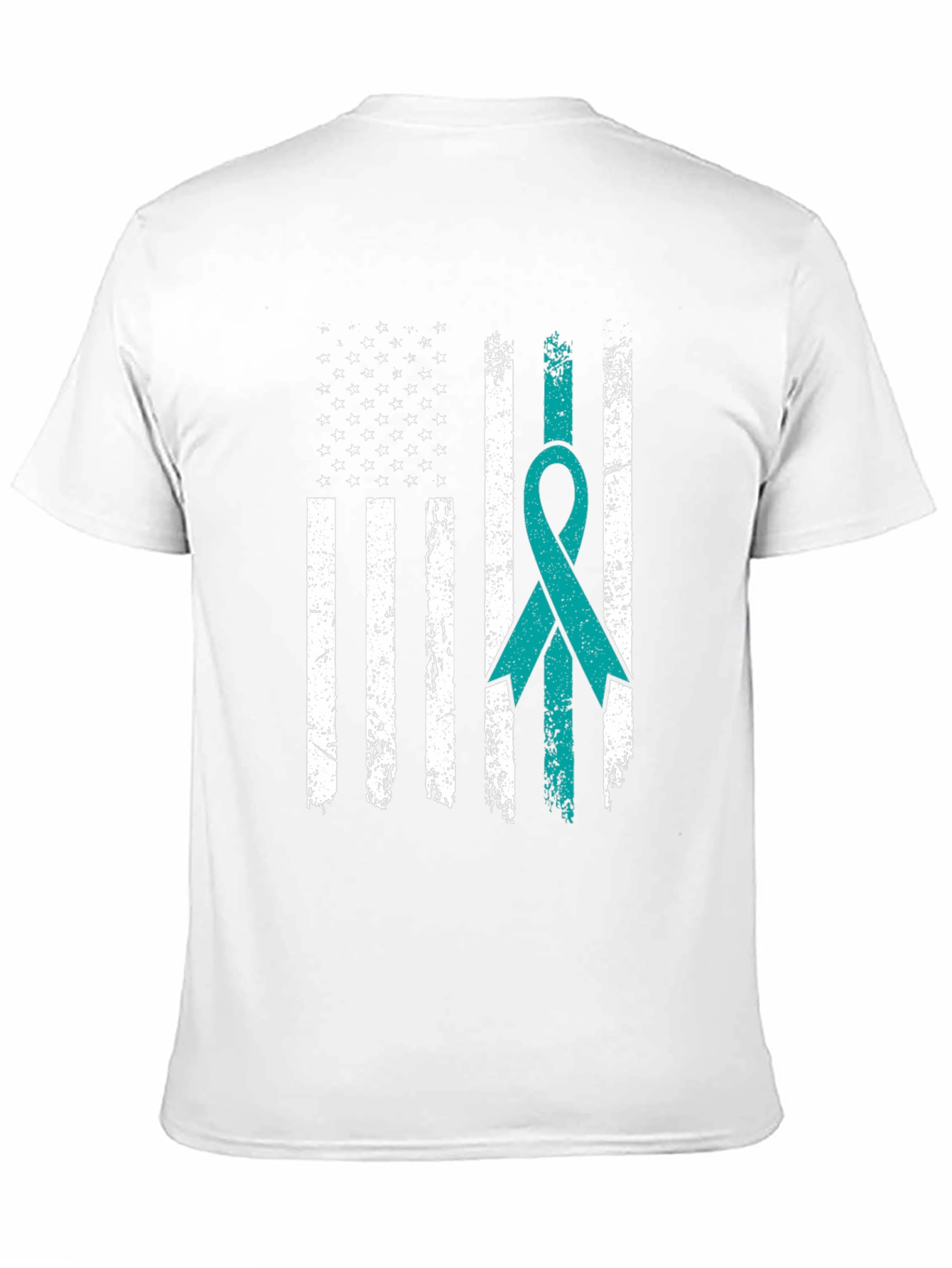 Distressed American Flag Awareness Ribbon T-Shirt - 11