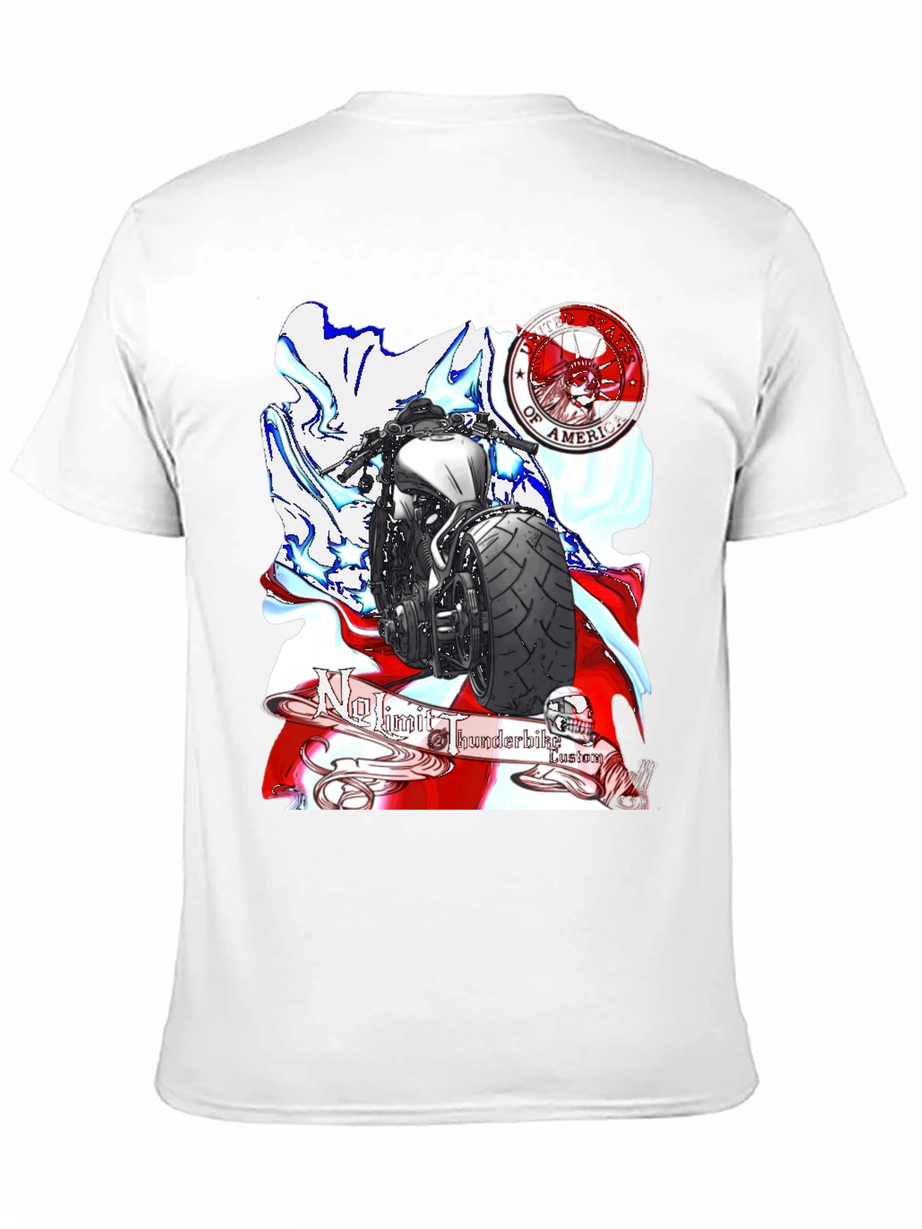 Black Motorcycle Graphic T-Shirt - Patriotic Design view 11