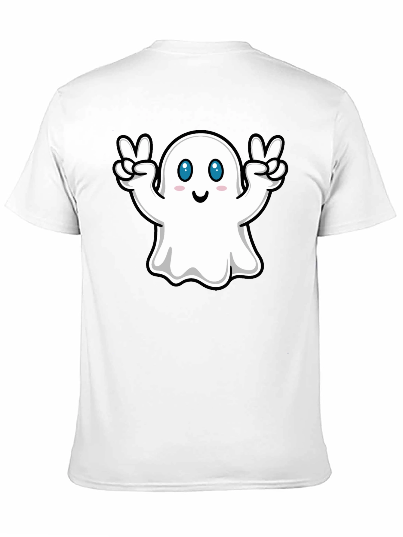 Black Cute Ghost Peace Sign Black T-Shirt view 11