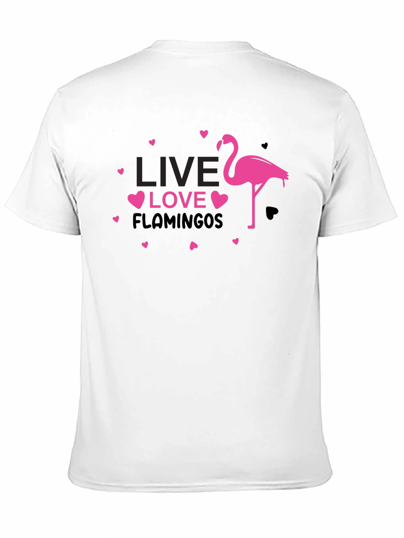 Black Live Love Flamingos Black T-Shirt view 11