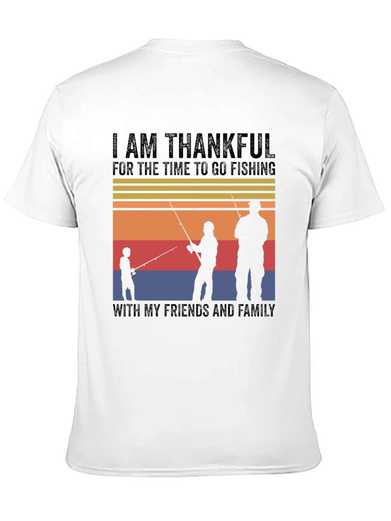 Black Thankful Fishing Friends Family T-Shirt view 11