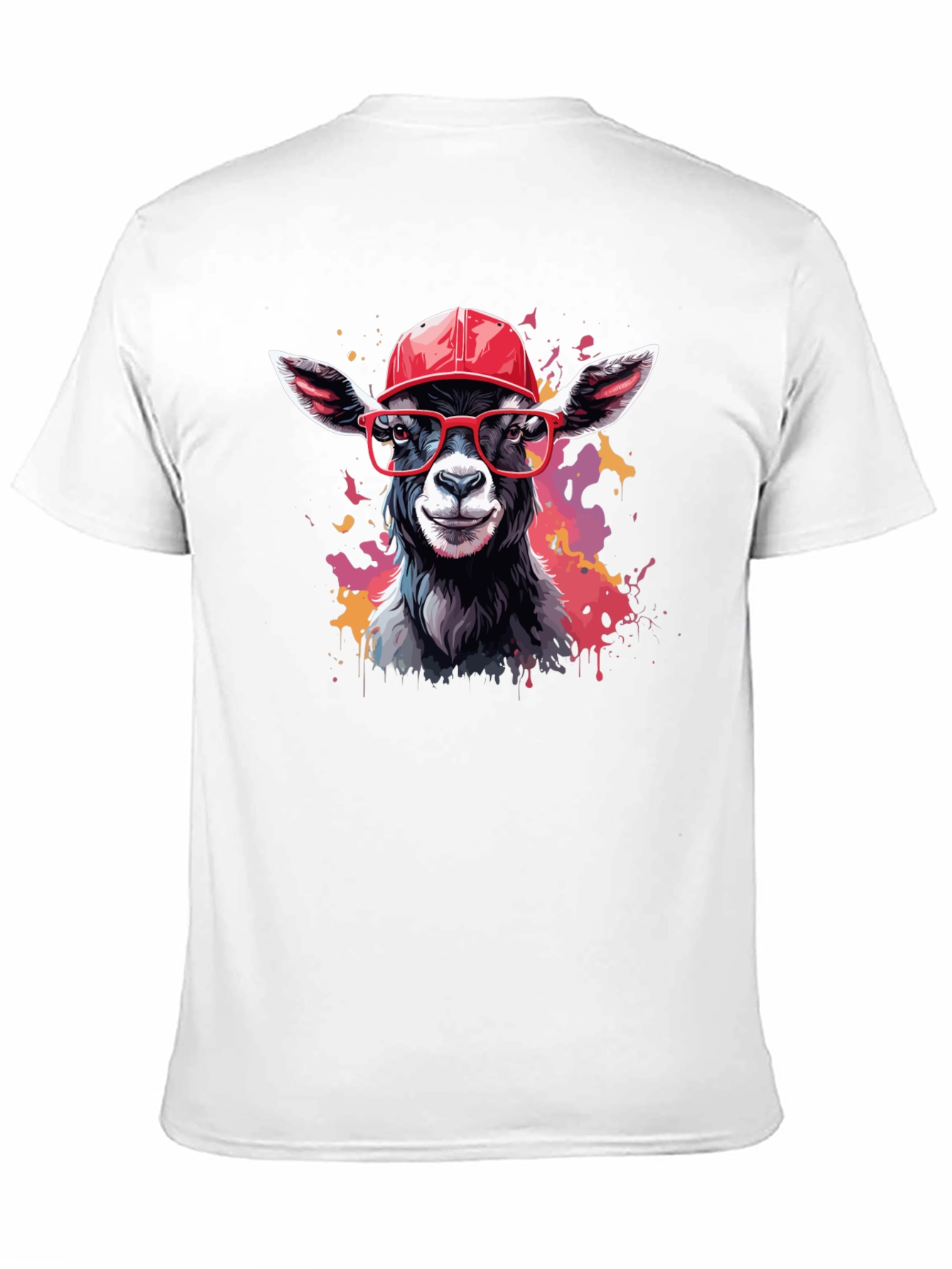 Black Goat Tee with Cap and Glasses - Cool Animal Design! view 11