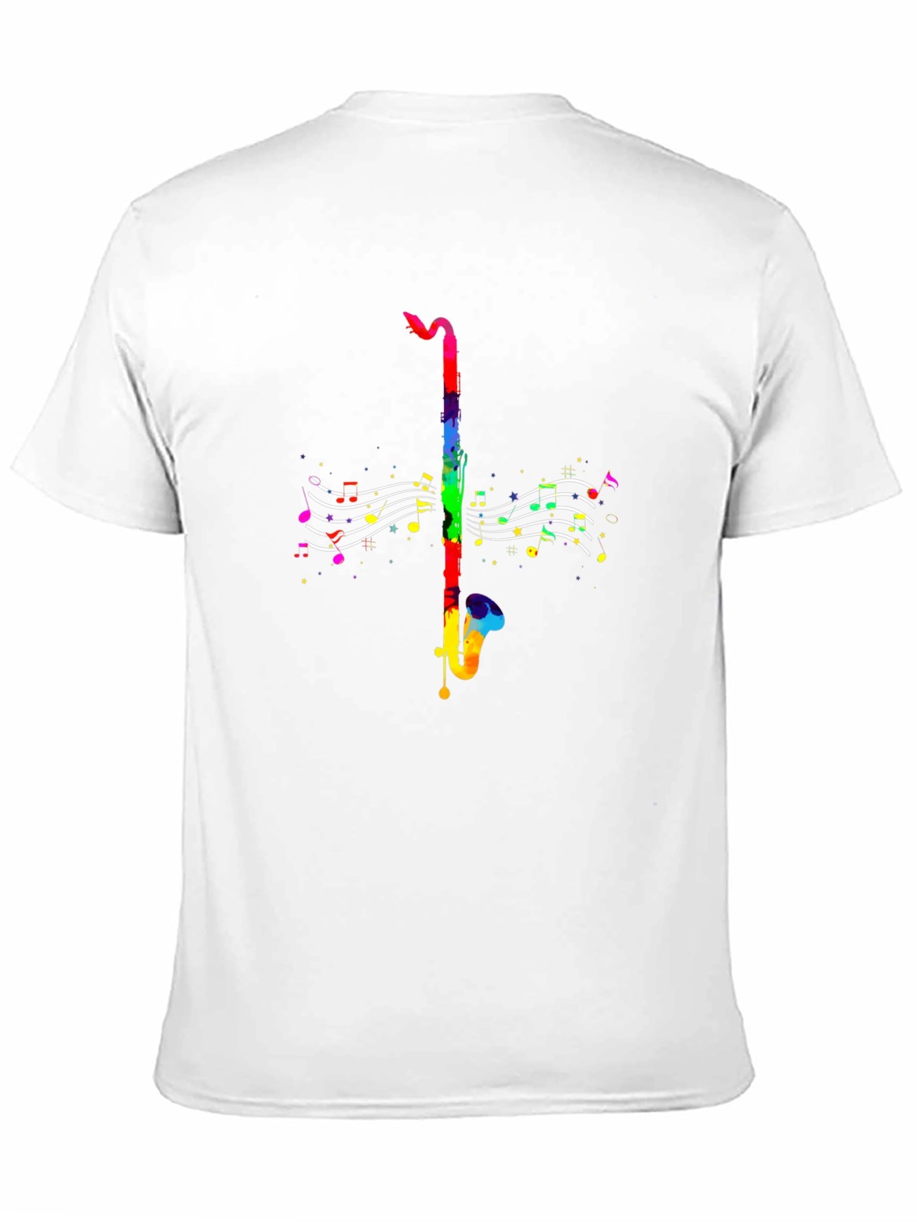Black Rainbow Saxophone Music T-Shirt - Black Cotton Tee view 11