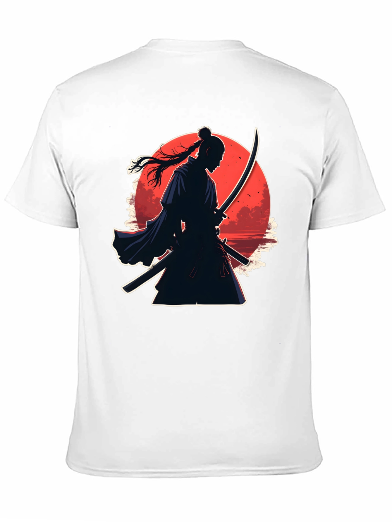 Black Samurai Moon Graphic Tee - Black Cotton Blend view 11