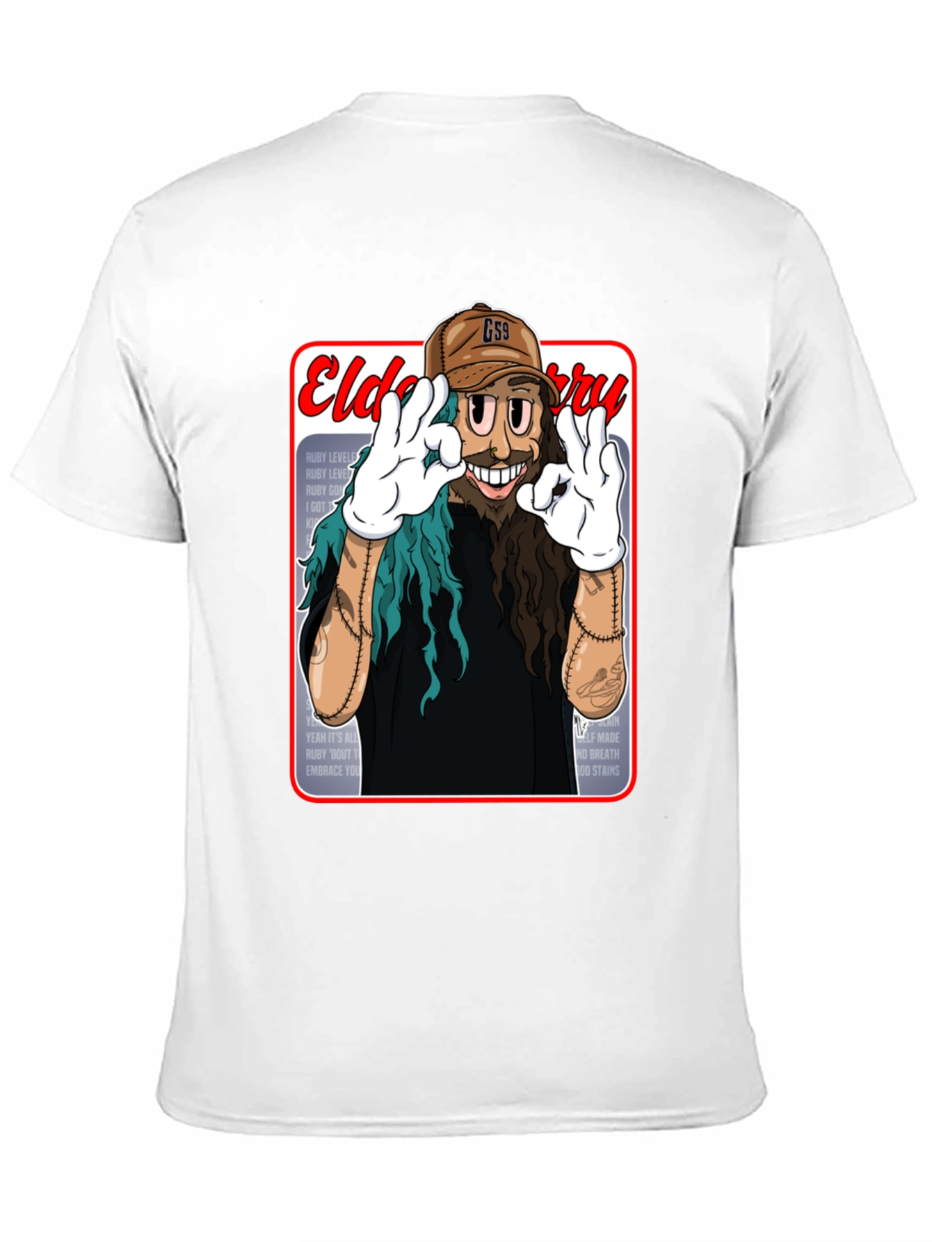 Black Eldo Berry Cartoon Style Black T-Shirt view 11