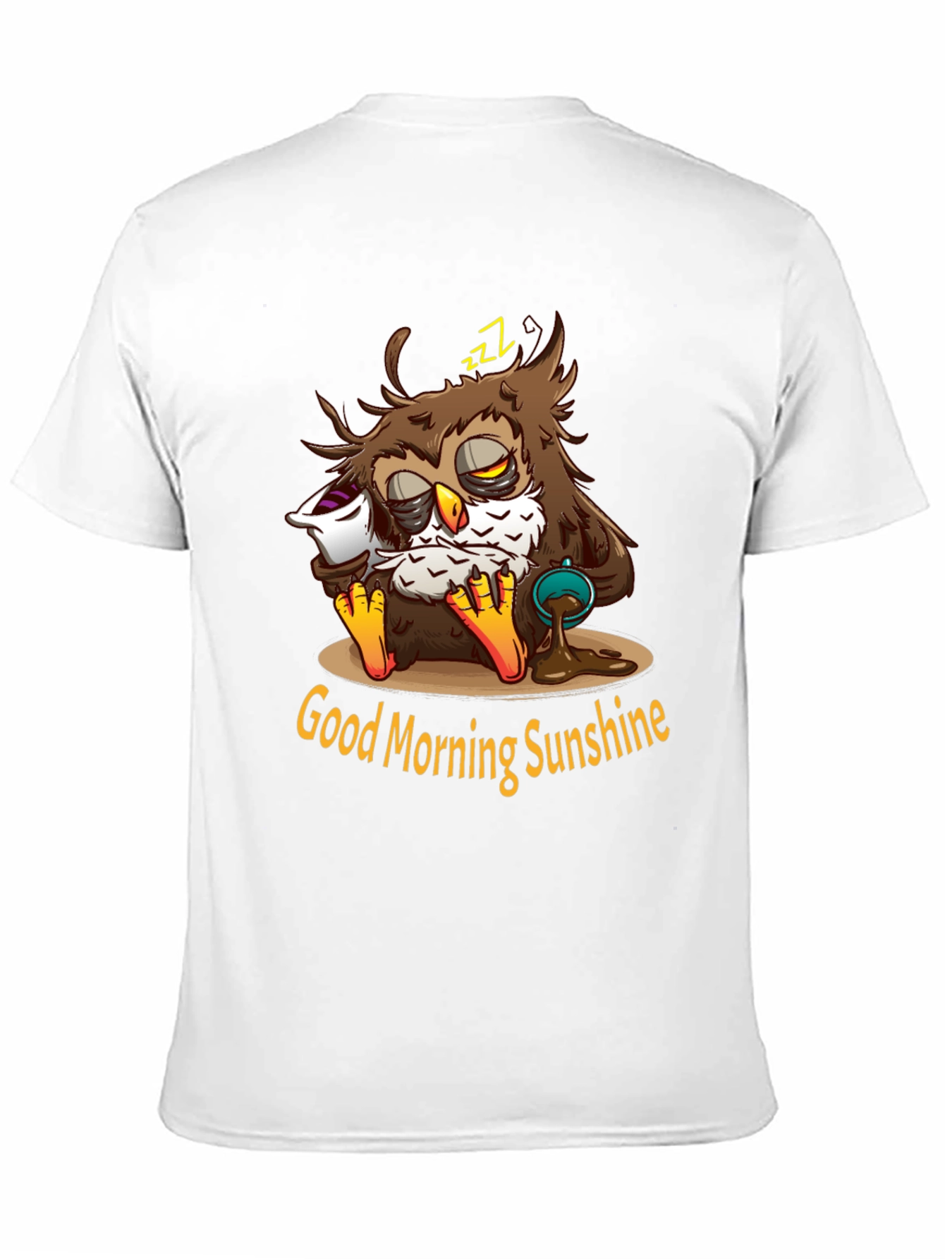 Black Funny Sleepy Owl Coffee T-Shirt - Good Morning Sunshine view 11