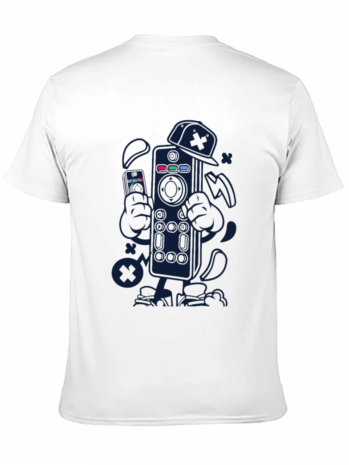 Black Remote Control Cartoon Graphic Tee view 11