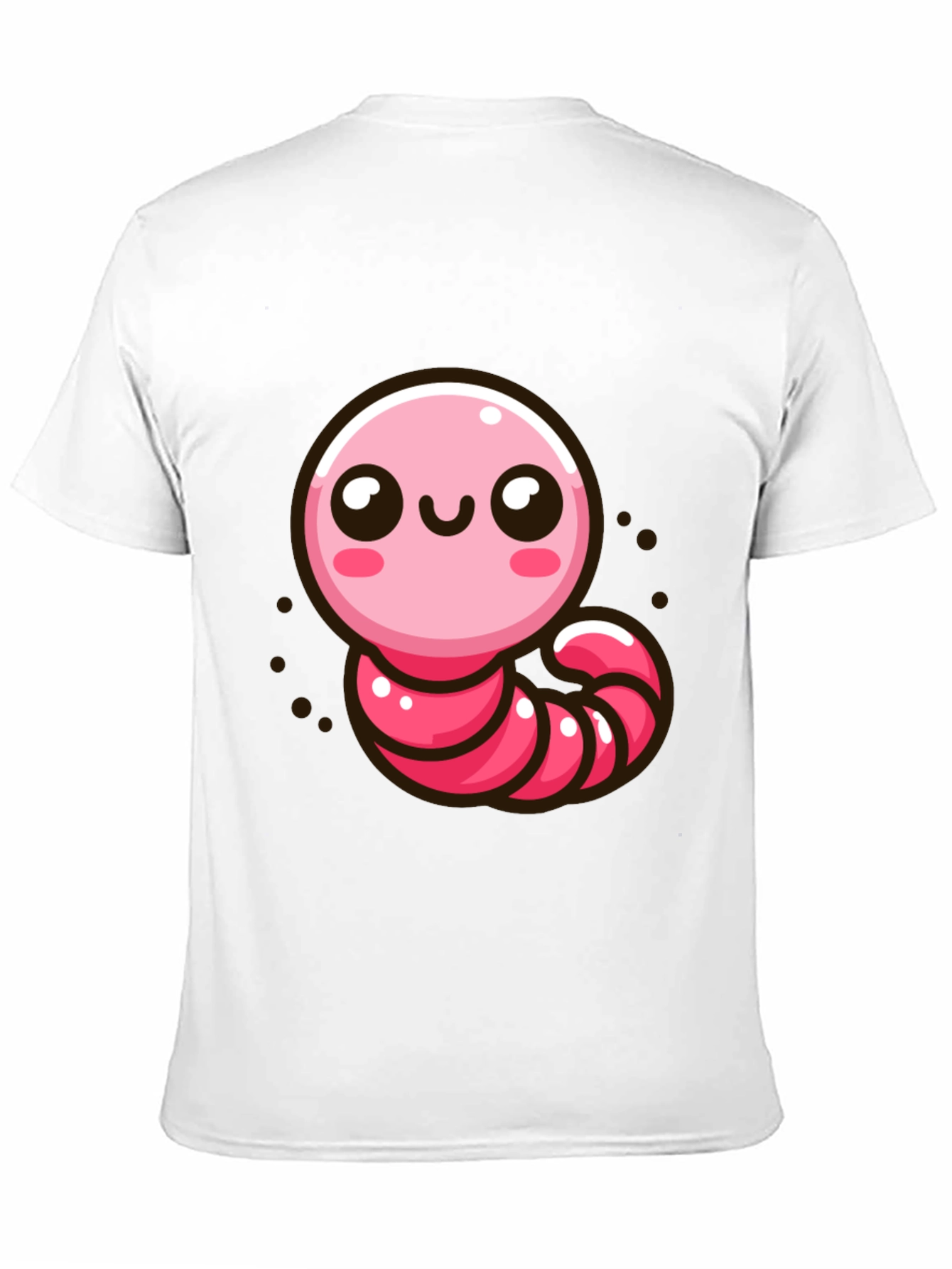 Black Cute Pink Worm Graphic T-Shirt view 11