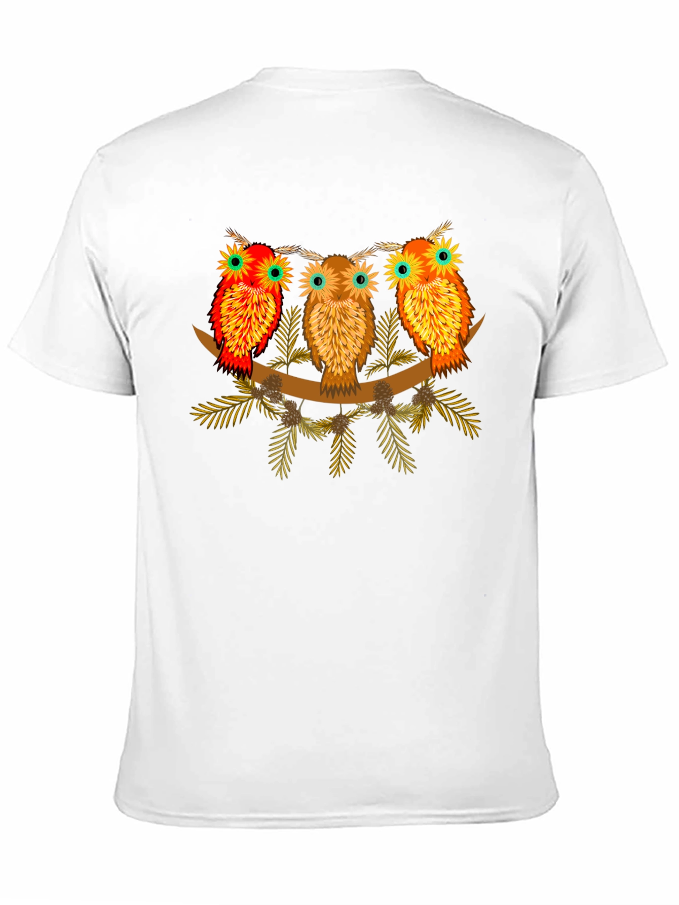 Black Owl Trio Graphic Tee - Black Cotton Shirt view 11