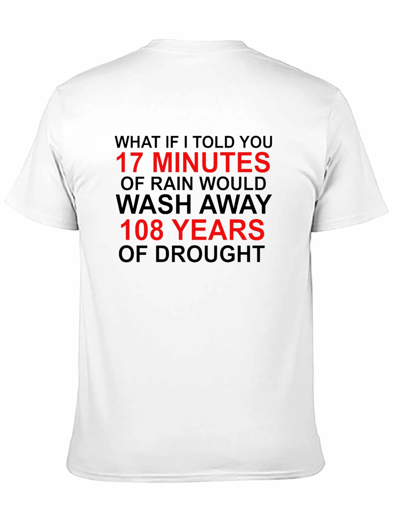 Black 17 Minutes Rain Washes 108 Years Drought T-Shirt view 11
