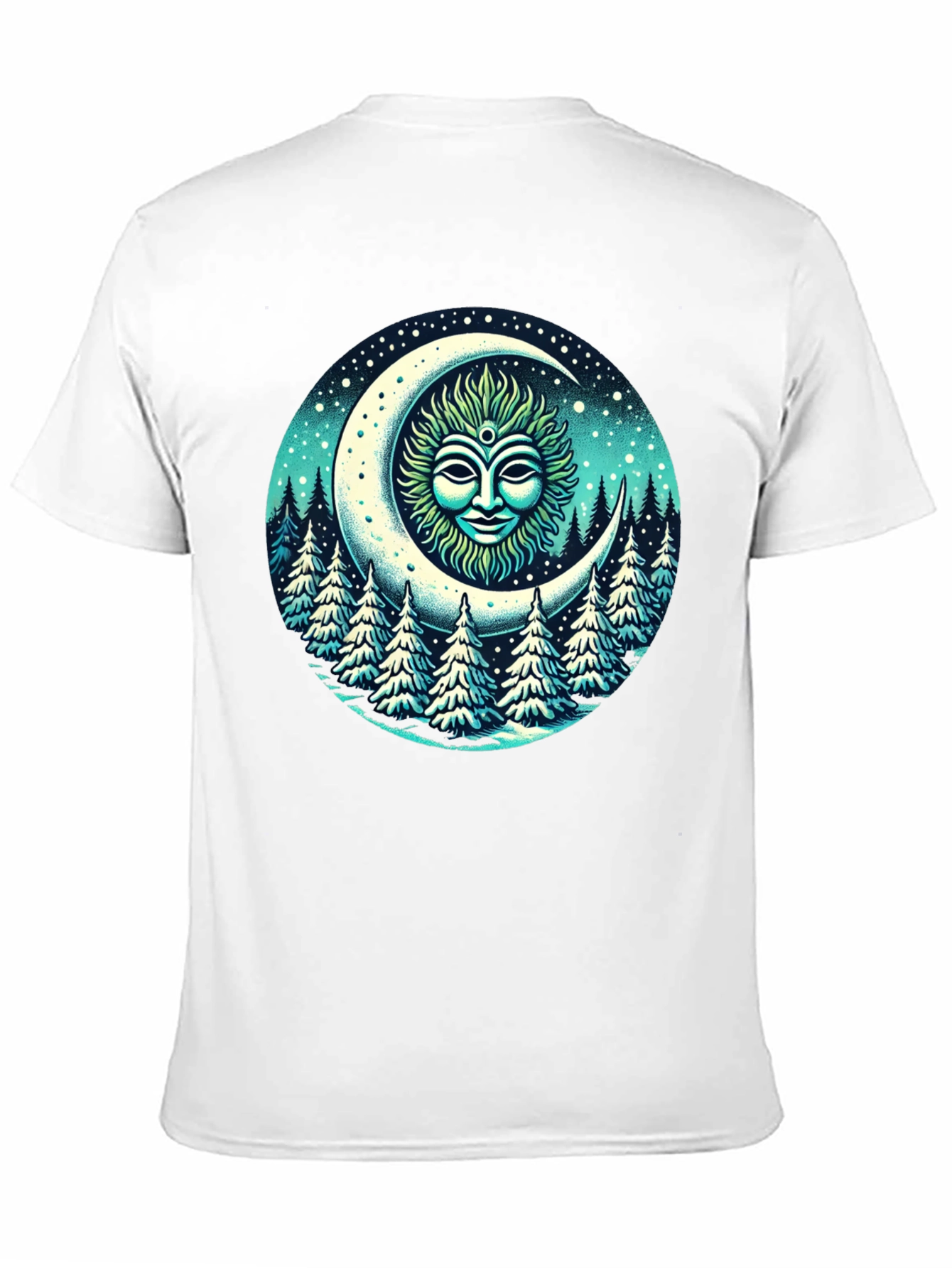 Black Celestial Moon Forest T-Shirt view 11