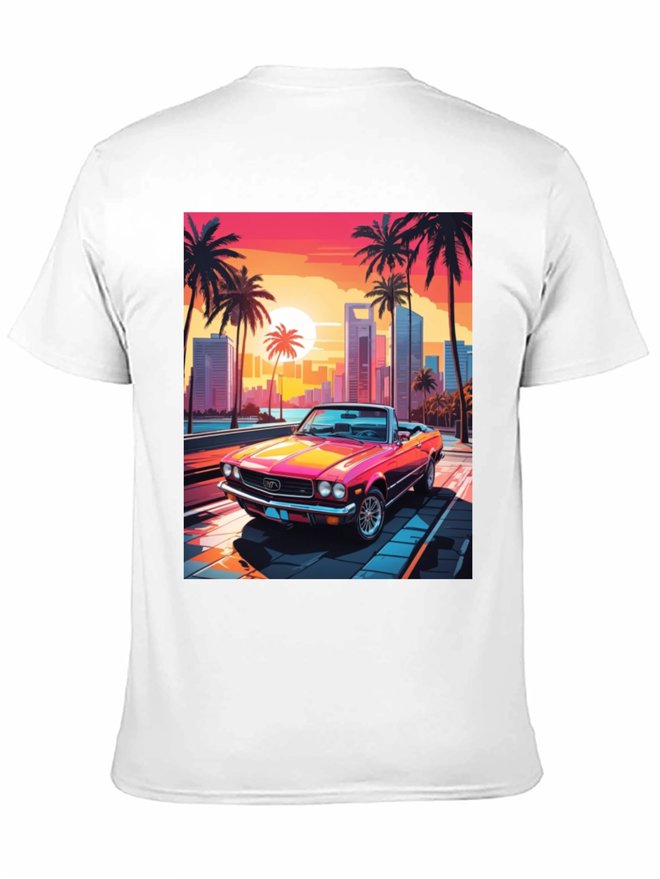 Black Retro Sunset Car Graphic Tee view 11