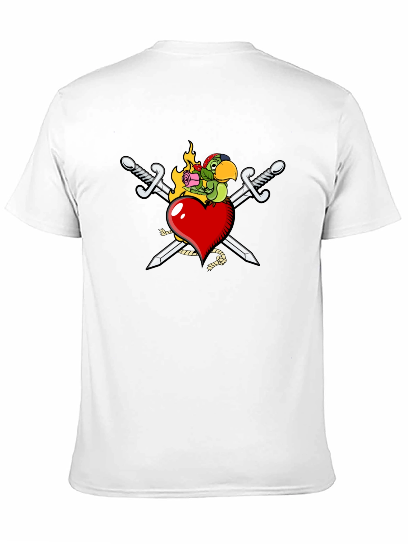 Black Flaming Heart & Swords Graphic T-Shirt view 11