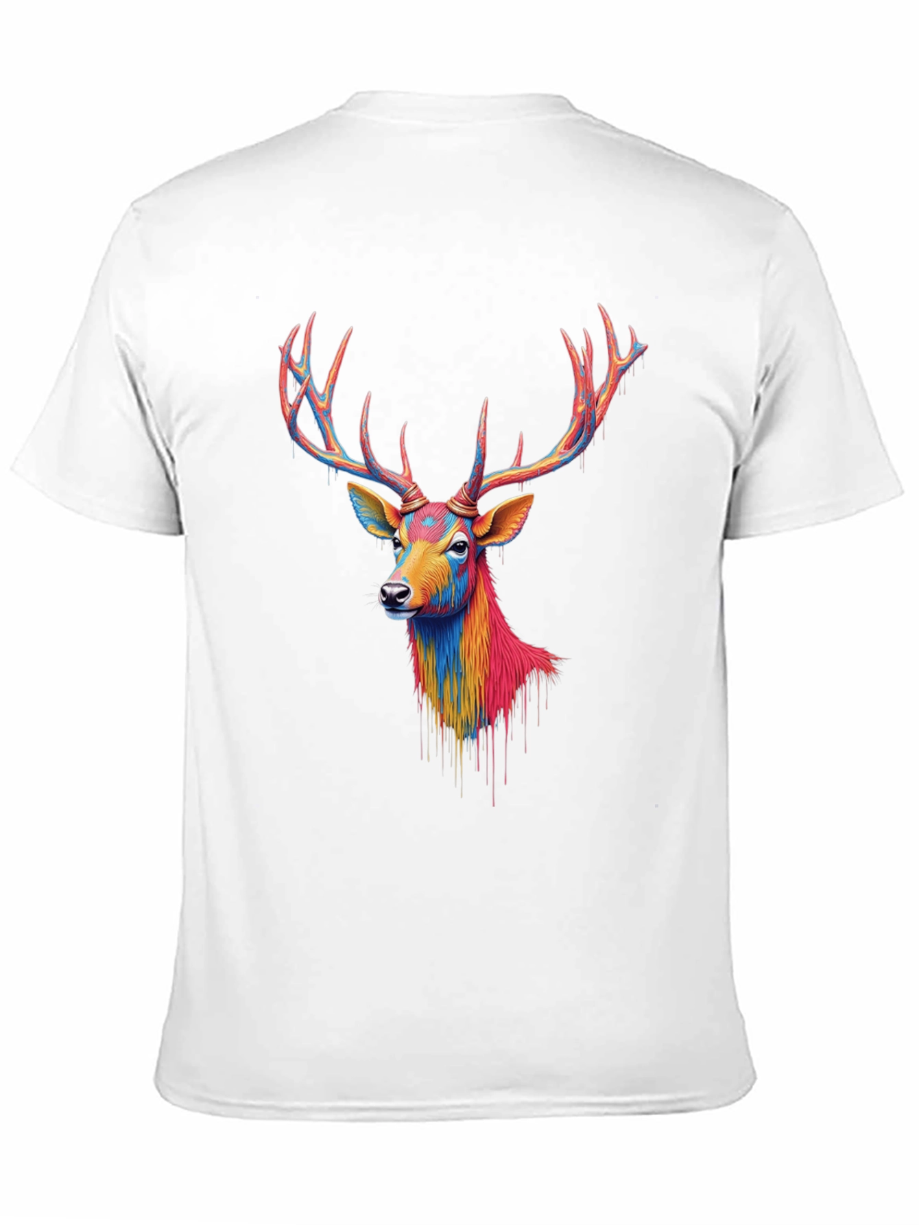 Black Colorful Deer Graphic Black T-Shirt view 11
