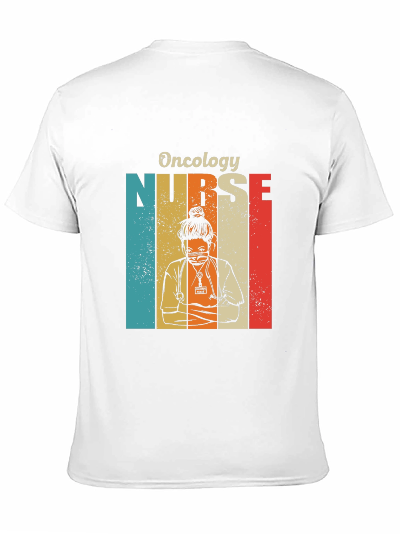 Black Oncology Nurse Retro T-Shirt view 11