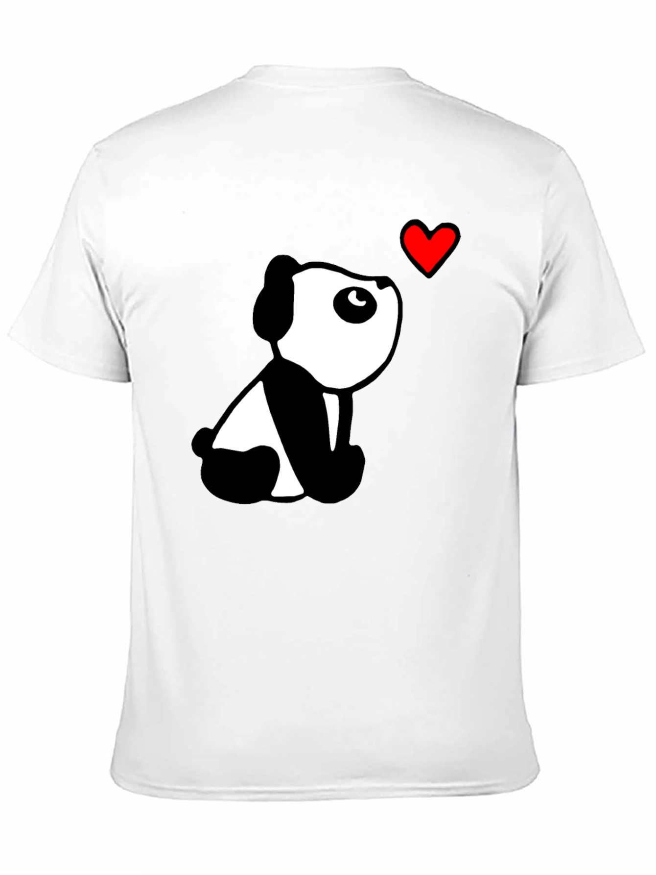 Black Cute Panda Heart Black T-Shirt view 11