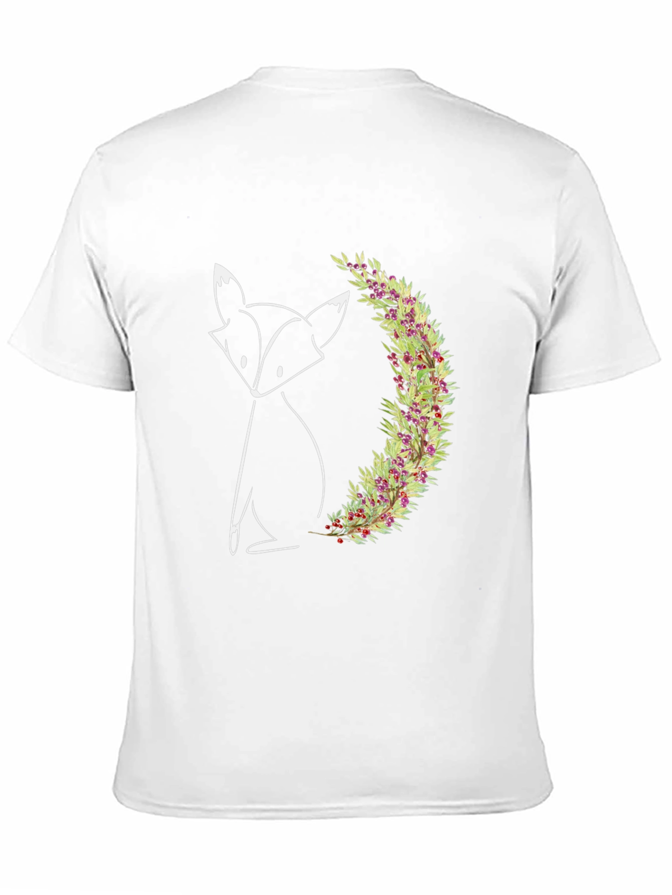 Black Minimalist Fox & Floral Wreath Graphic Tee - Black view 11