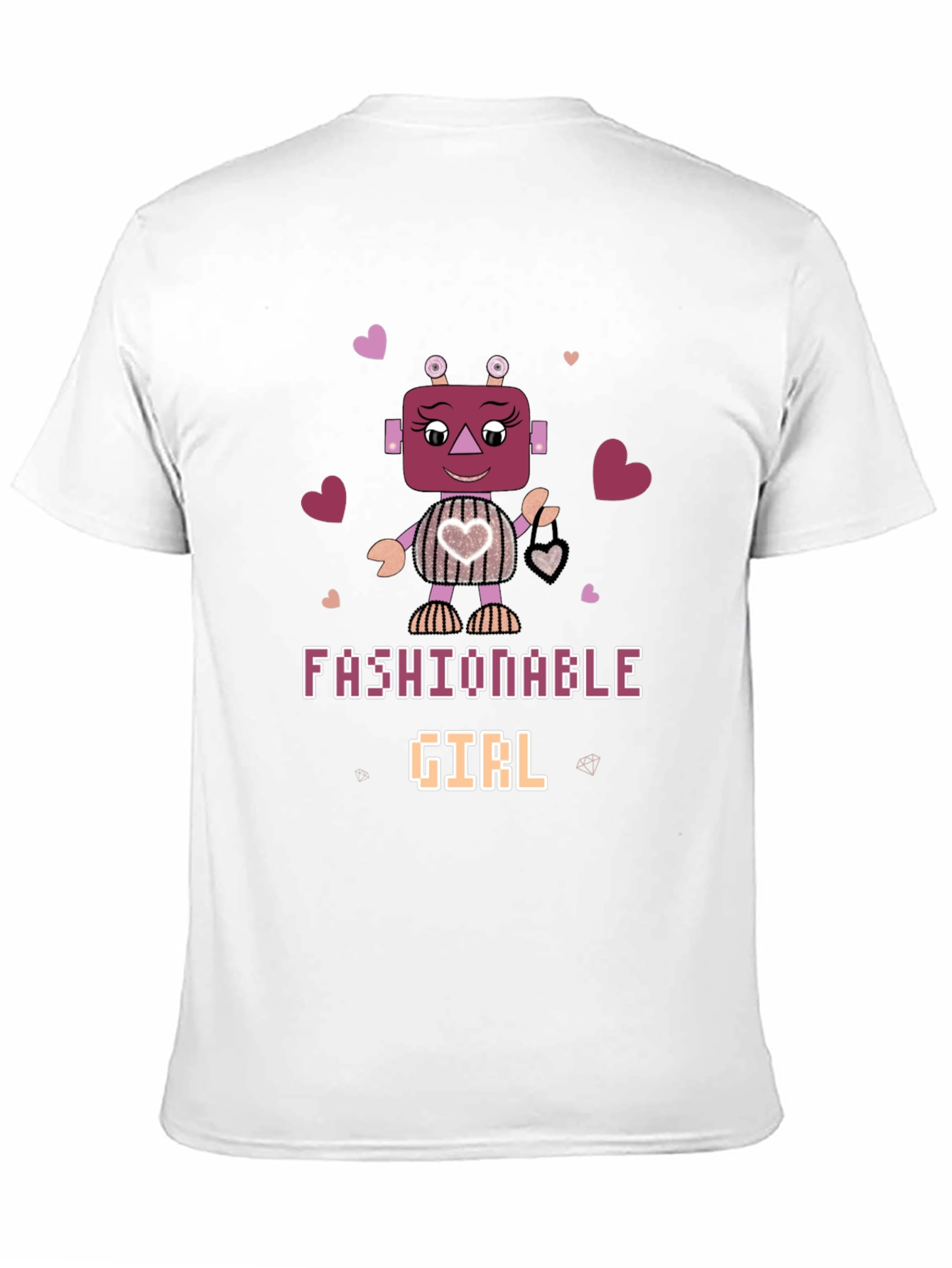 Black Fashionable Girl Robot Graphic Tee view 11