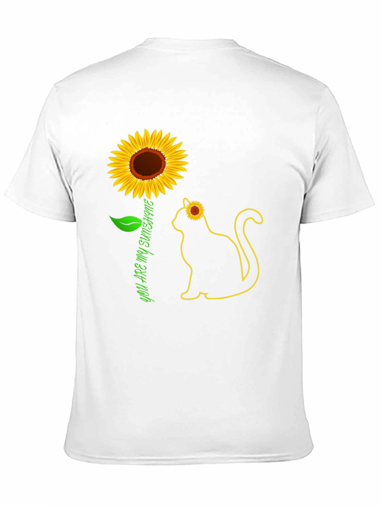 Black Sunflower Cat Graphic Tee - You Are My Sunshine T-Shirt view 11