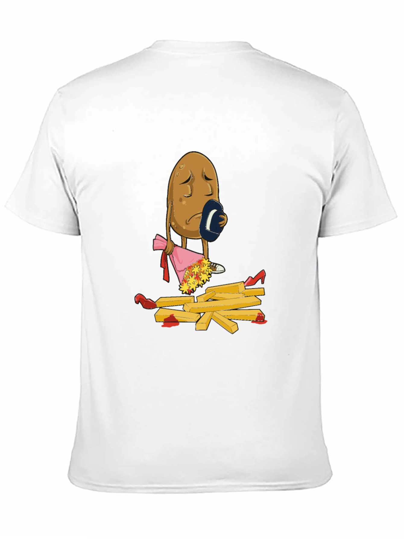 Black Sad Potato T-Shirt - Funny French Fry Design view 11