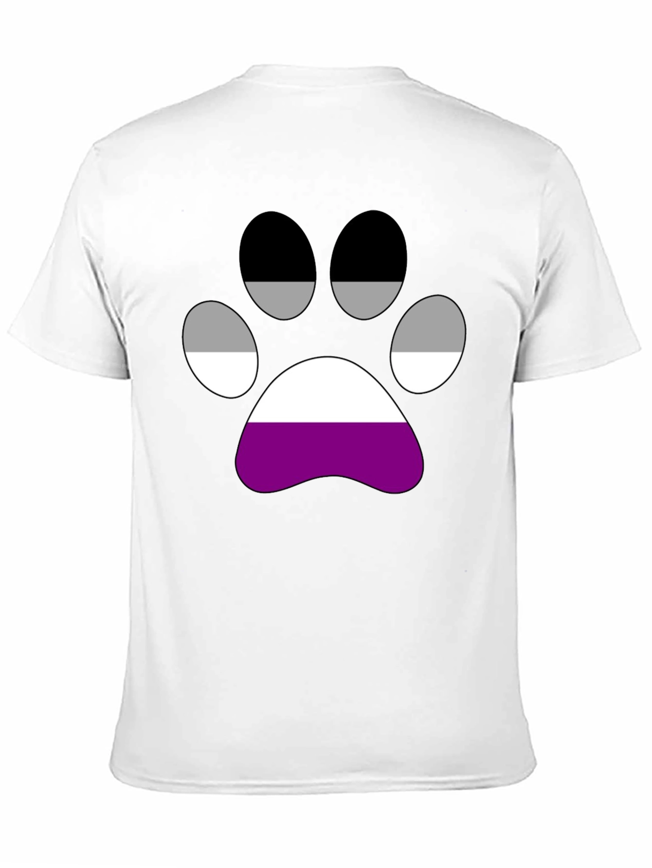 Black Asexual Pride Paw Print T-Shirt view 11