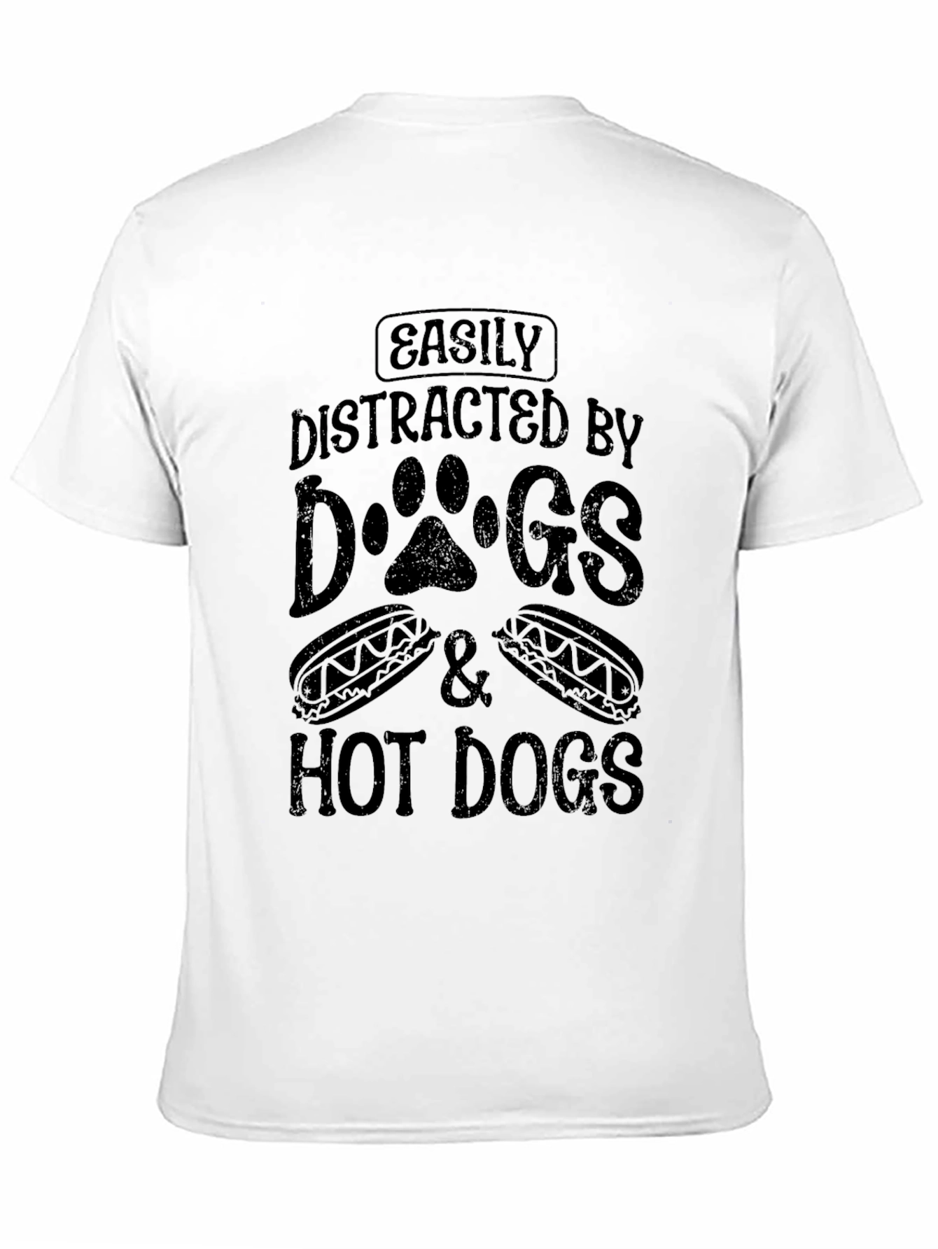 Black Easily Distracted By Dogs & Hot Dogs T-Shirt view 11