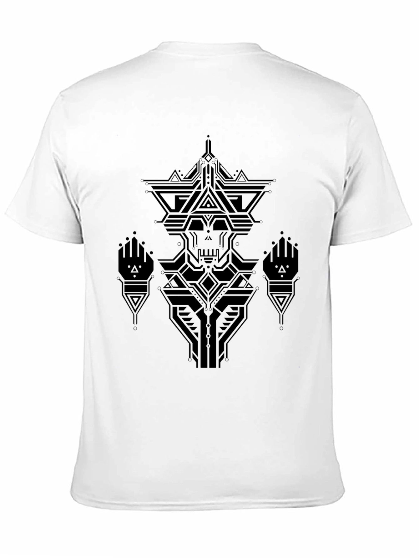 Black Geometric Skull Graphic Black T-Shirt view 11