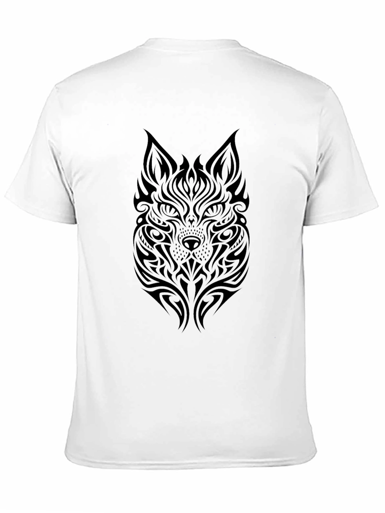 Black Tribal Wolf Graphic Tee - Soft Black Cotton T-Shirt view 11