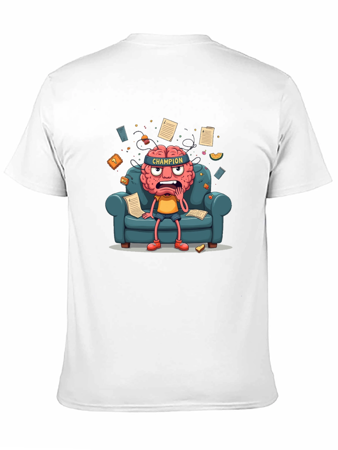 Black Champion Mind T-Shirt - Stressed Brain Cartoon view 11