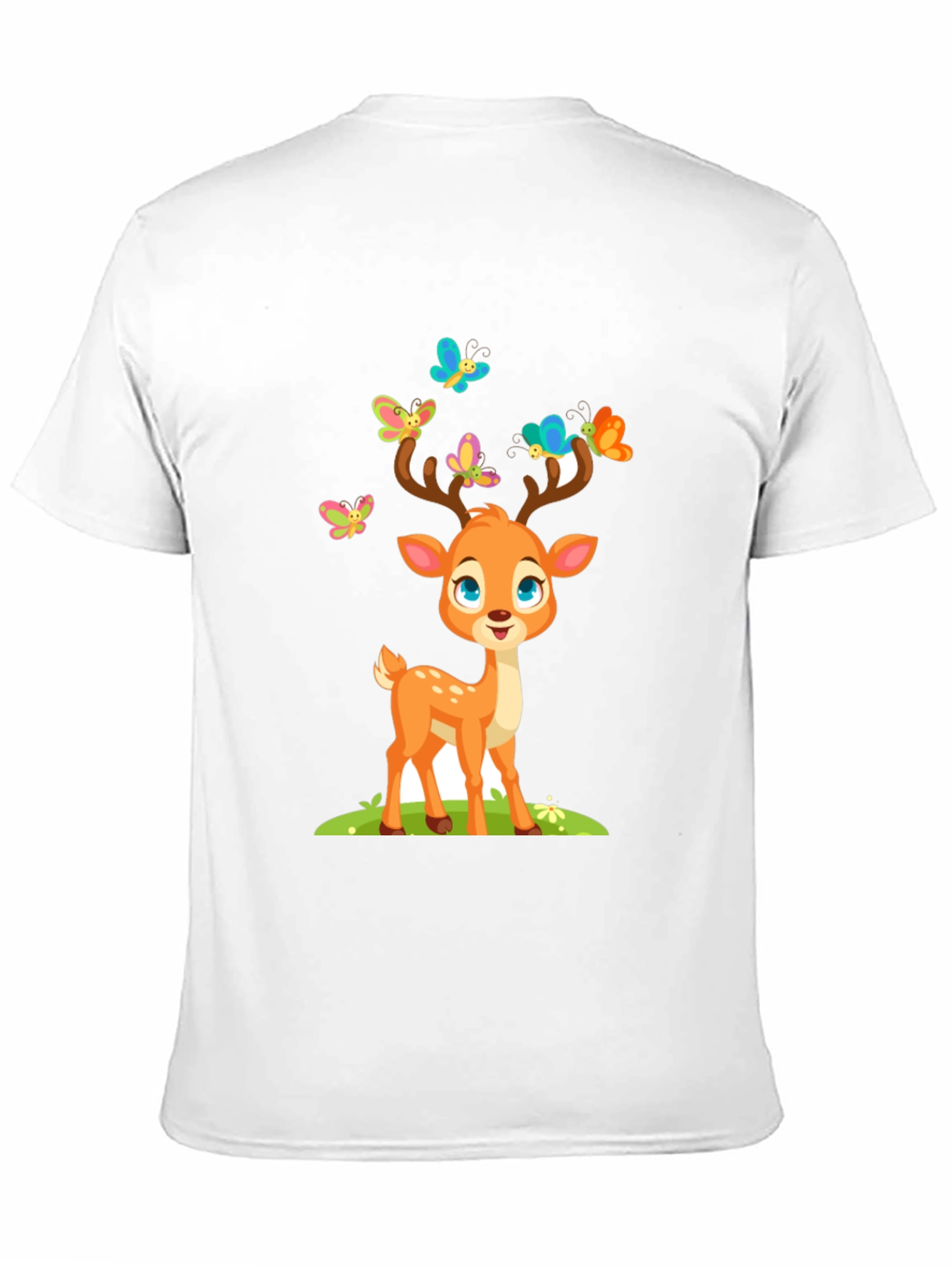 Black Cute Deer with Butterflies T-Shirt view 11
