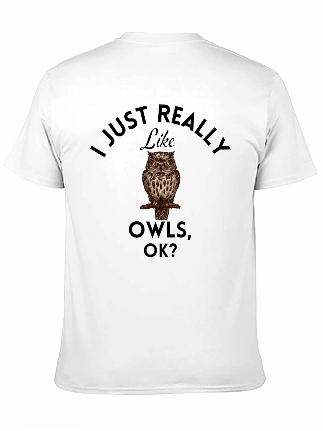 Black I Just Really Like Owls, OK? Black T-Shirt view 11