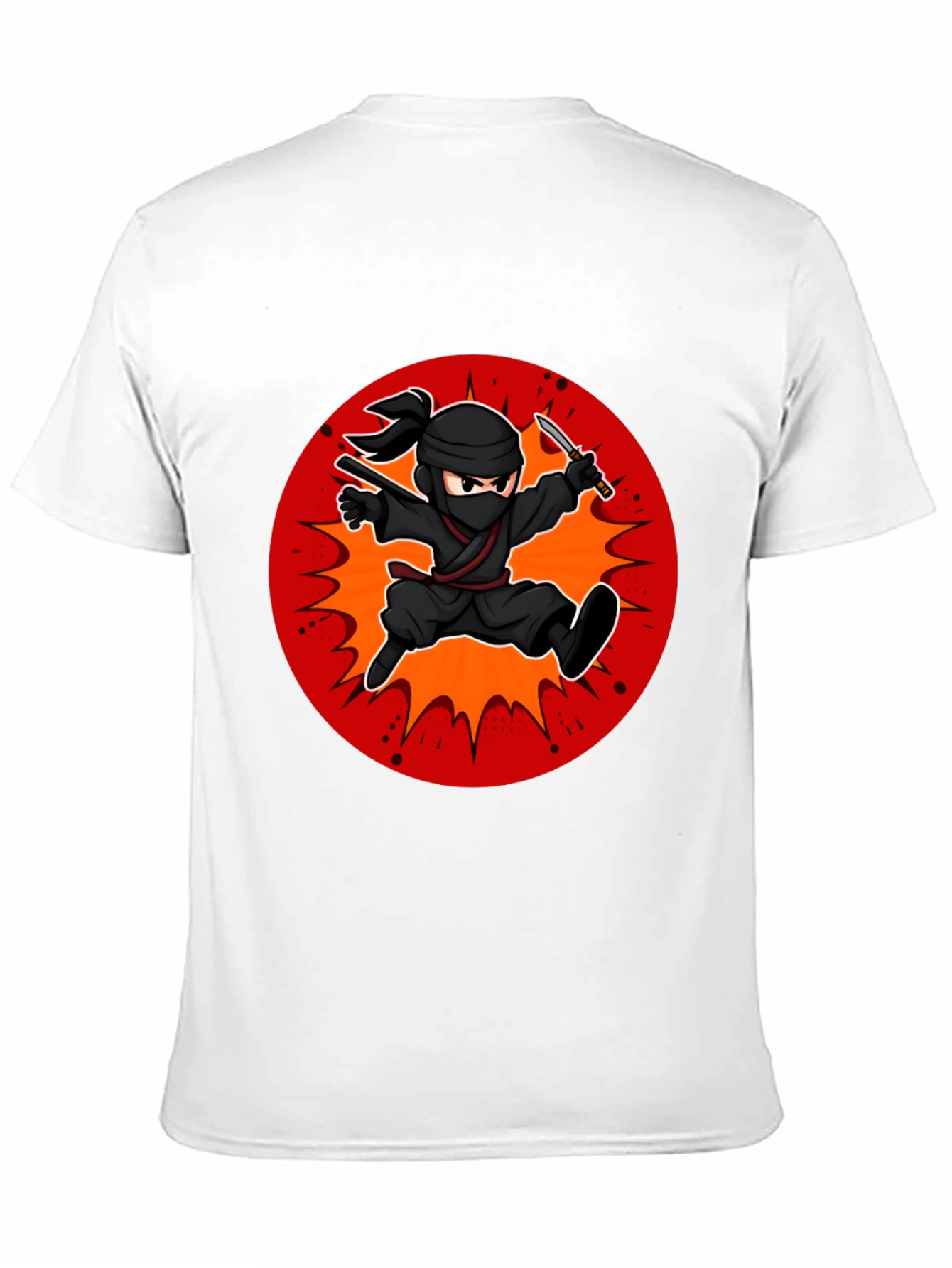 Black Ninja Cartoon Graphic Black T-Shirt view 11
