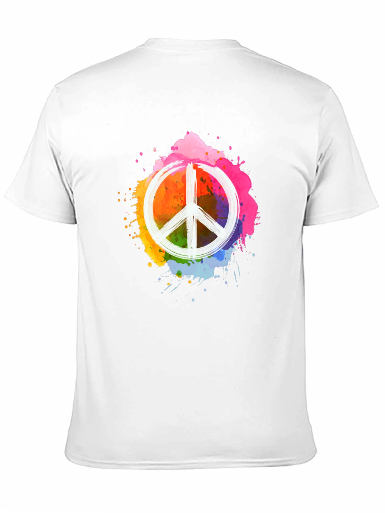 Black Peace Sign Colorful Splatter Black T-Shirt view 11