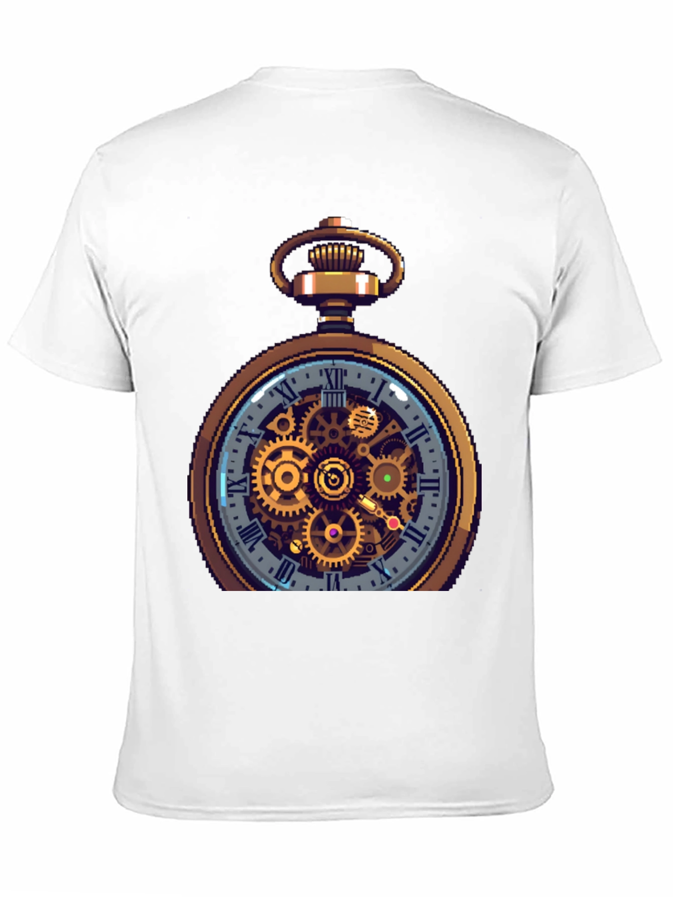 Black Steampunk Pocket Watch Design T-Shirt view 11