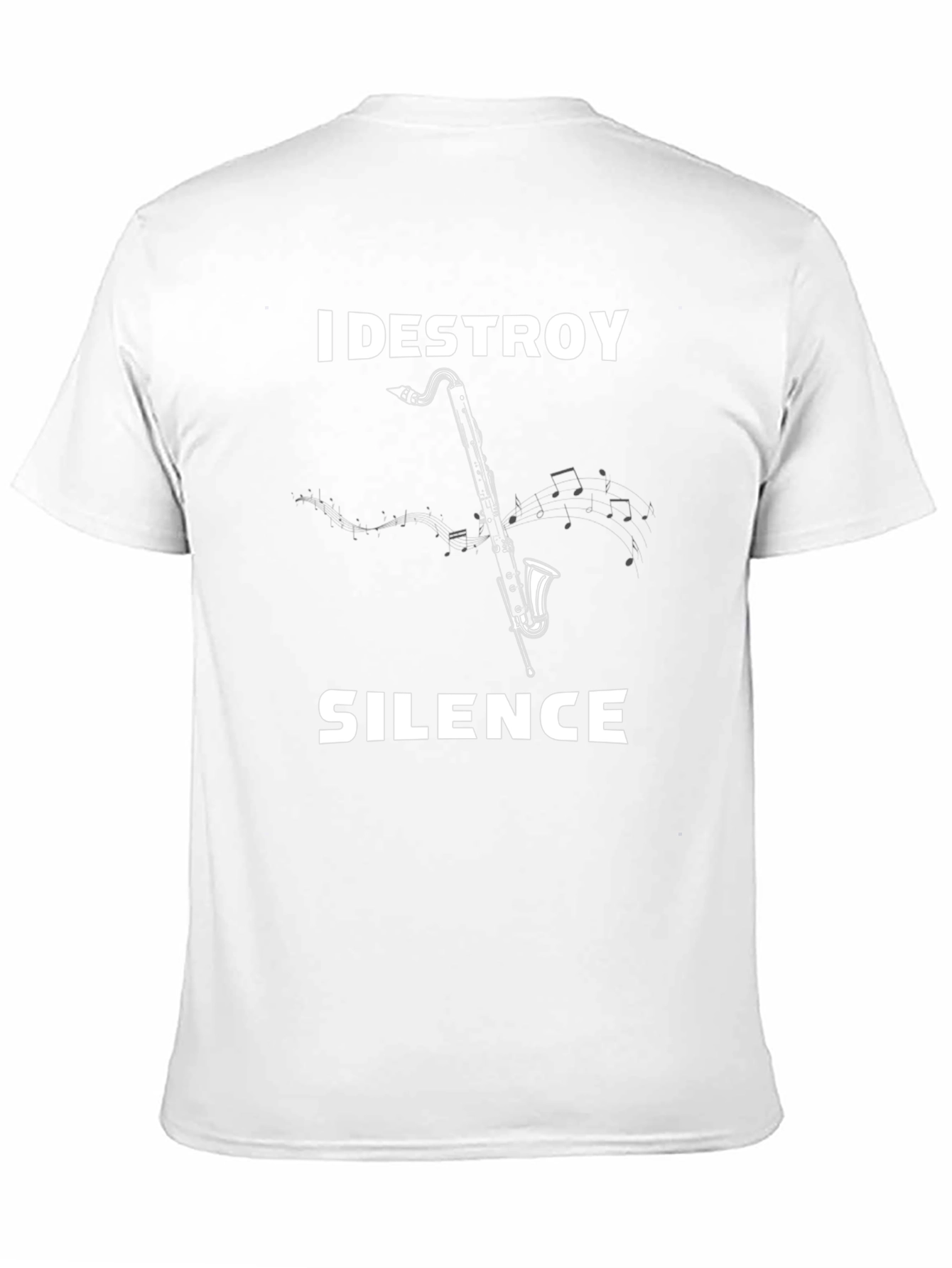 Black I Destroy Silence Bass Clarinet T-Shirt view 11
