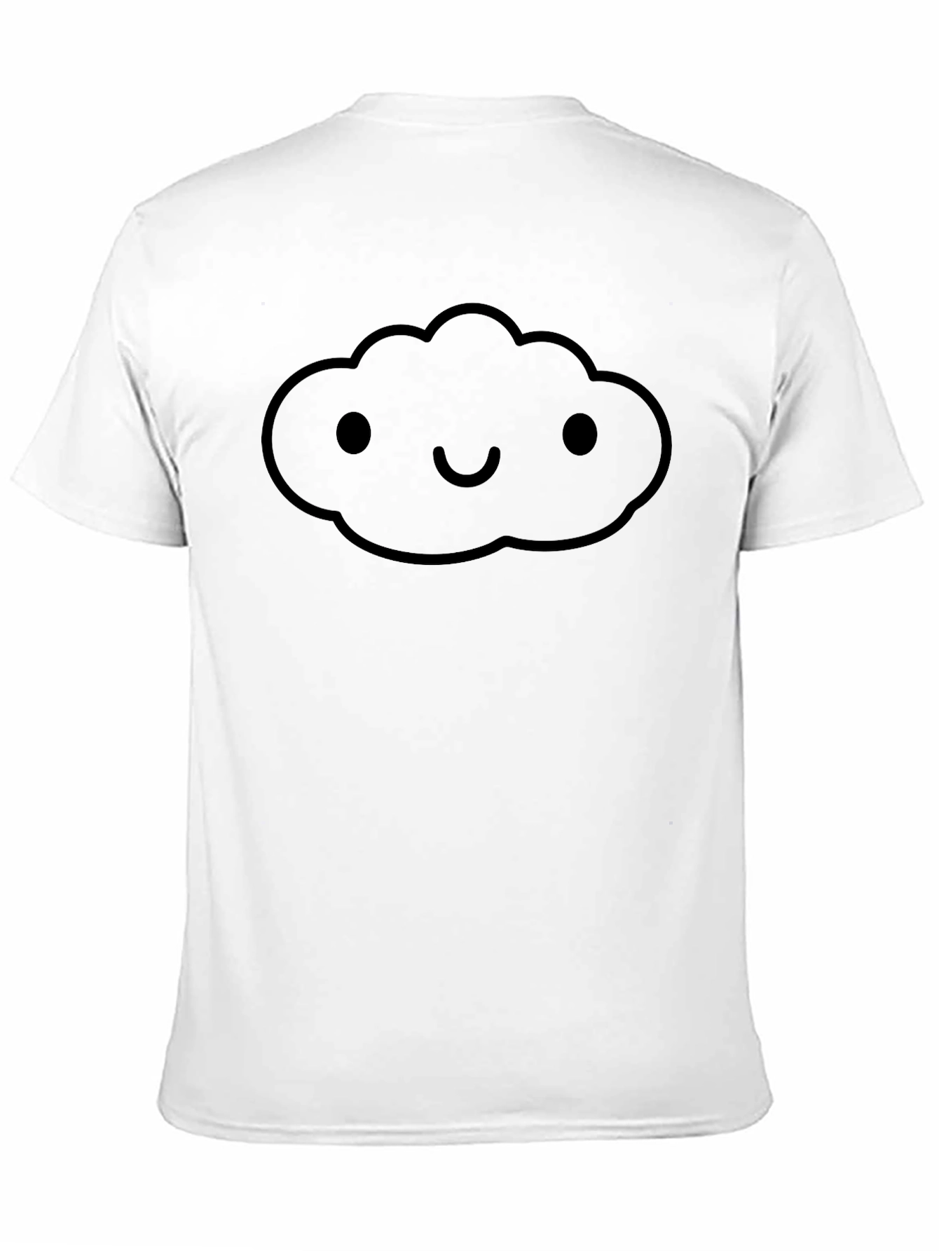 Black Men's Black T-Shirt with Cute Cloud Design view 11