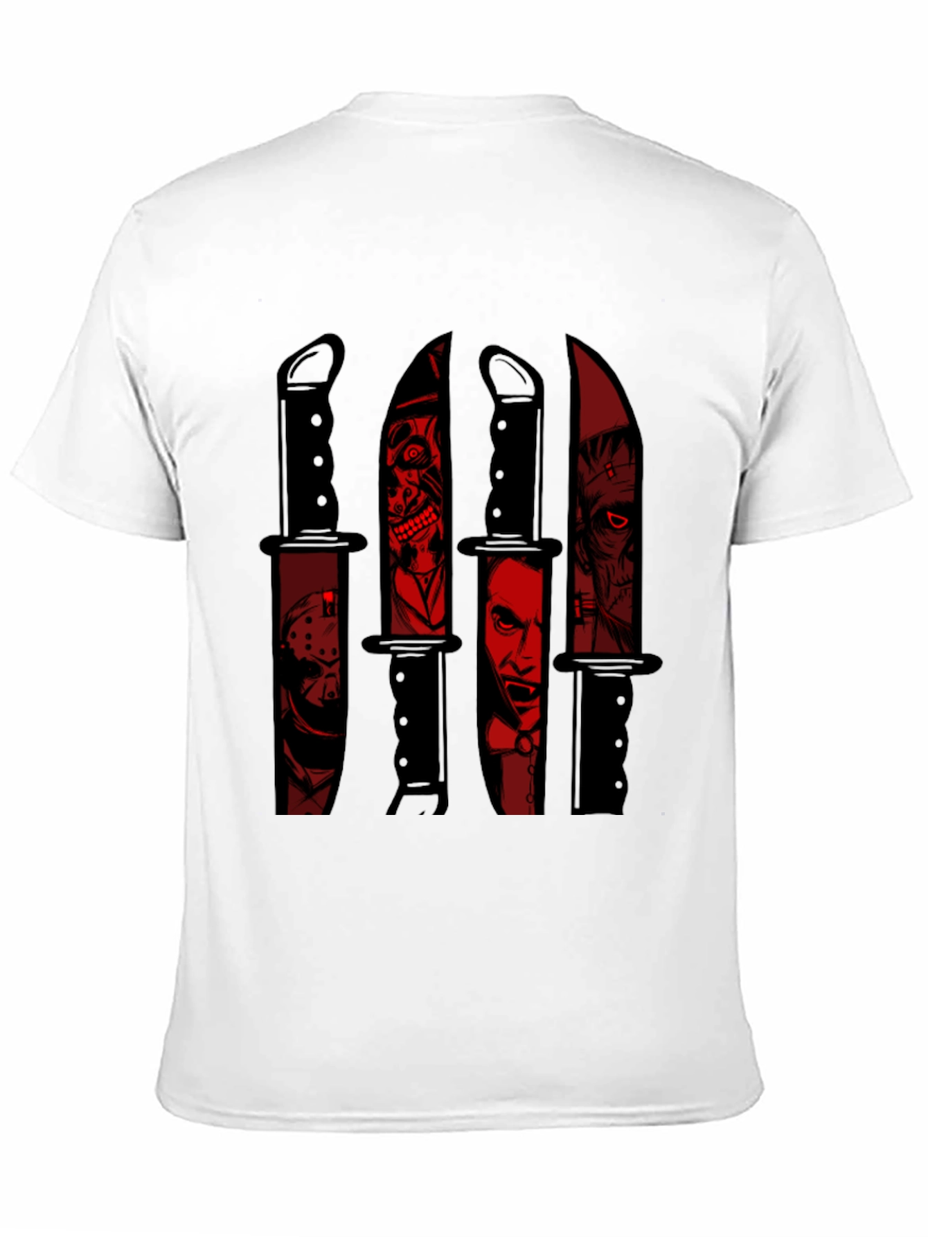 Black Horror Movie Character Knife Graphic Tee view 11