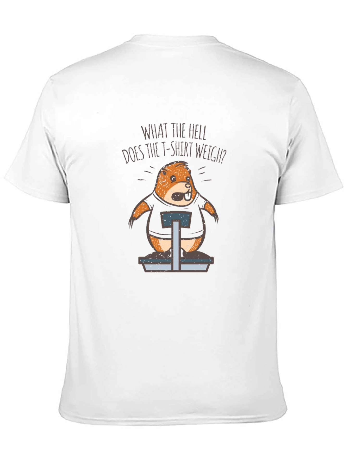 Black Funny Beaver Weighing T-Shirt: What the Hell Does it Weigh? view 11